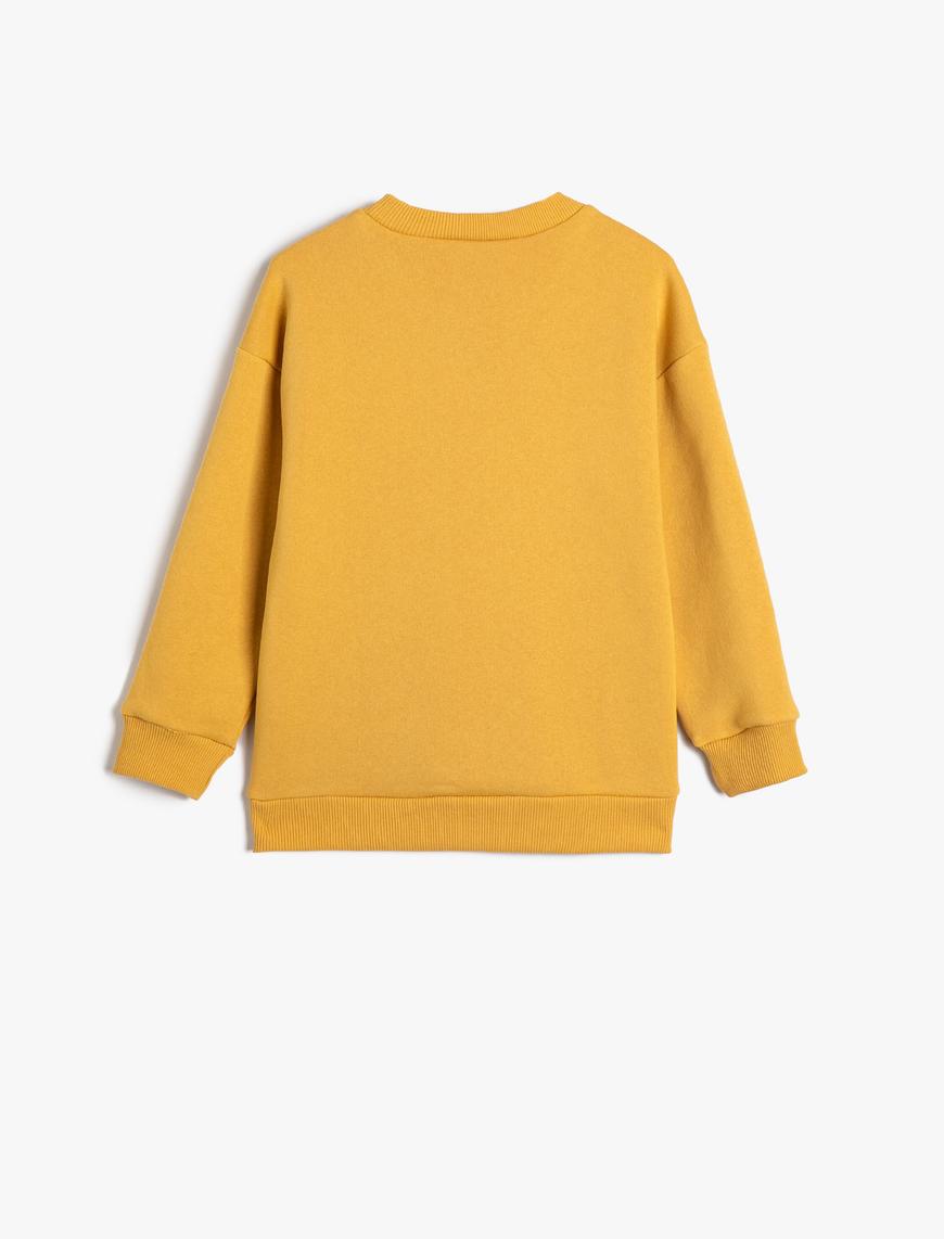  Erkek Çocuk Basic Sweatshirt Uzun Kollu Bisiklet Yaka Şardonlu