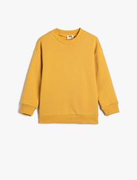 Basic Sweatshirt Uzun Kollu Bisiklet Yaka Şardonlu