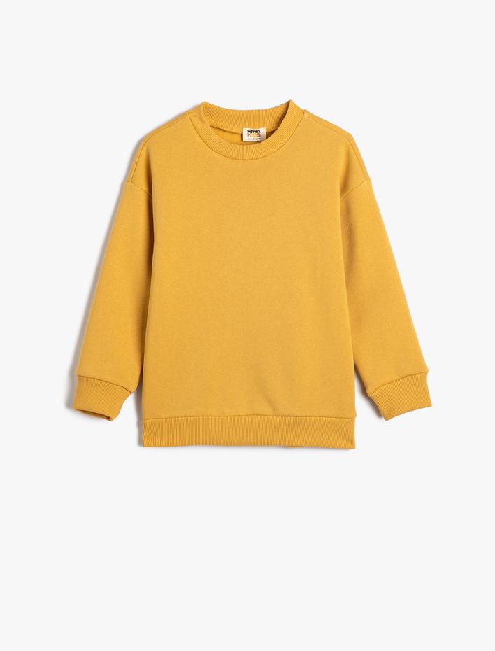 Erkek Çocuk Basic Sweatshirt Uzun Kollu Bisiklet Yaka Şardonlu
