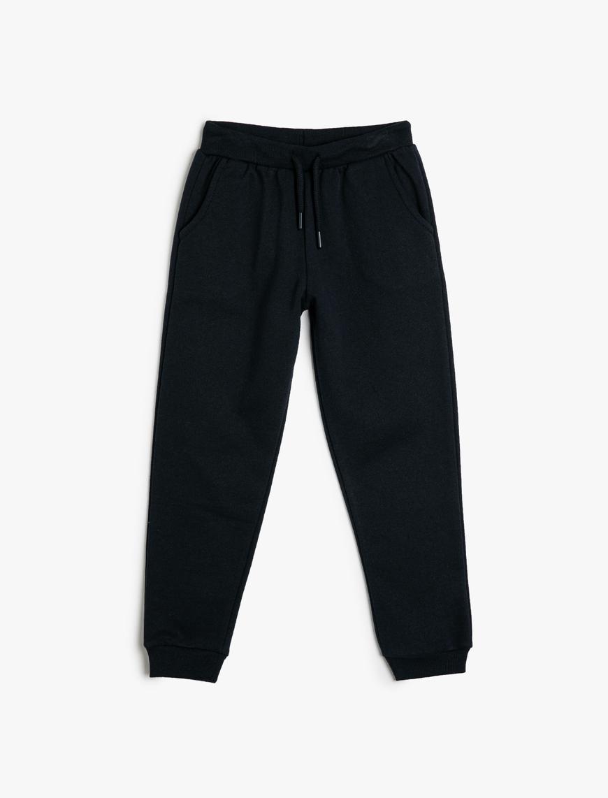  Erkek Çocuk Basic Jogger Eşofman Altı Cepli Beli Bağlamalı Şardonlu