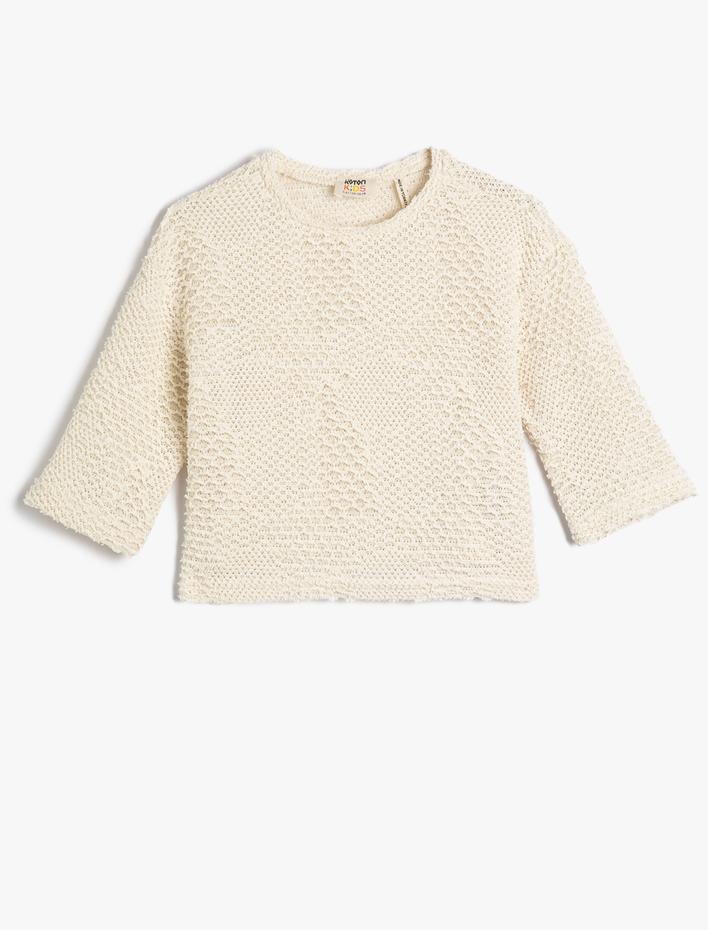 Kız Çocuk Tişört Uzun Kollu Kroşe Bisiklet Yaka