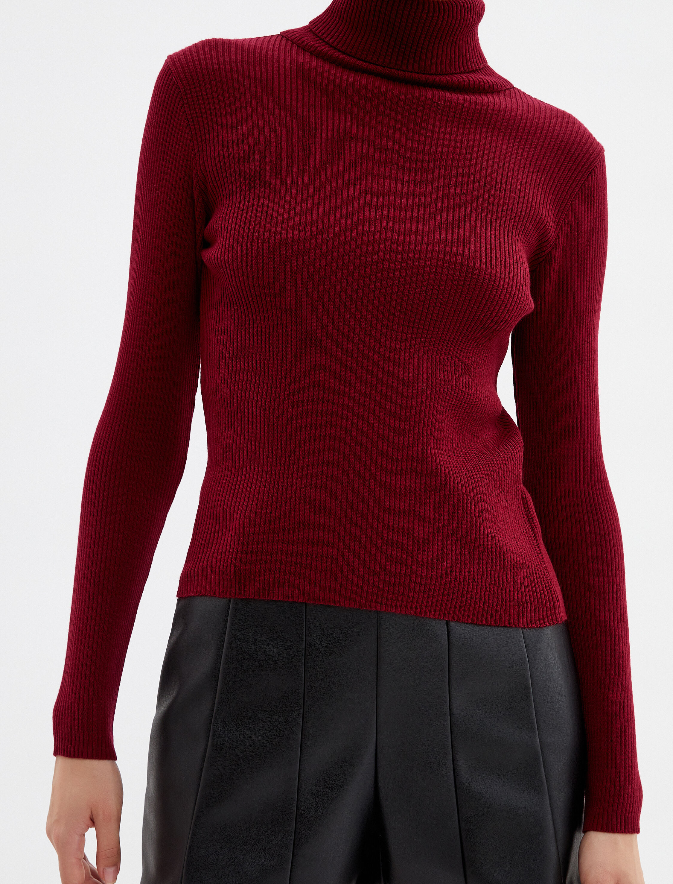   Balıkçı Yaka Kazak Triko Dar Kalıp Kaşkorse Uzun Kollu