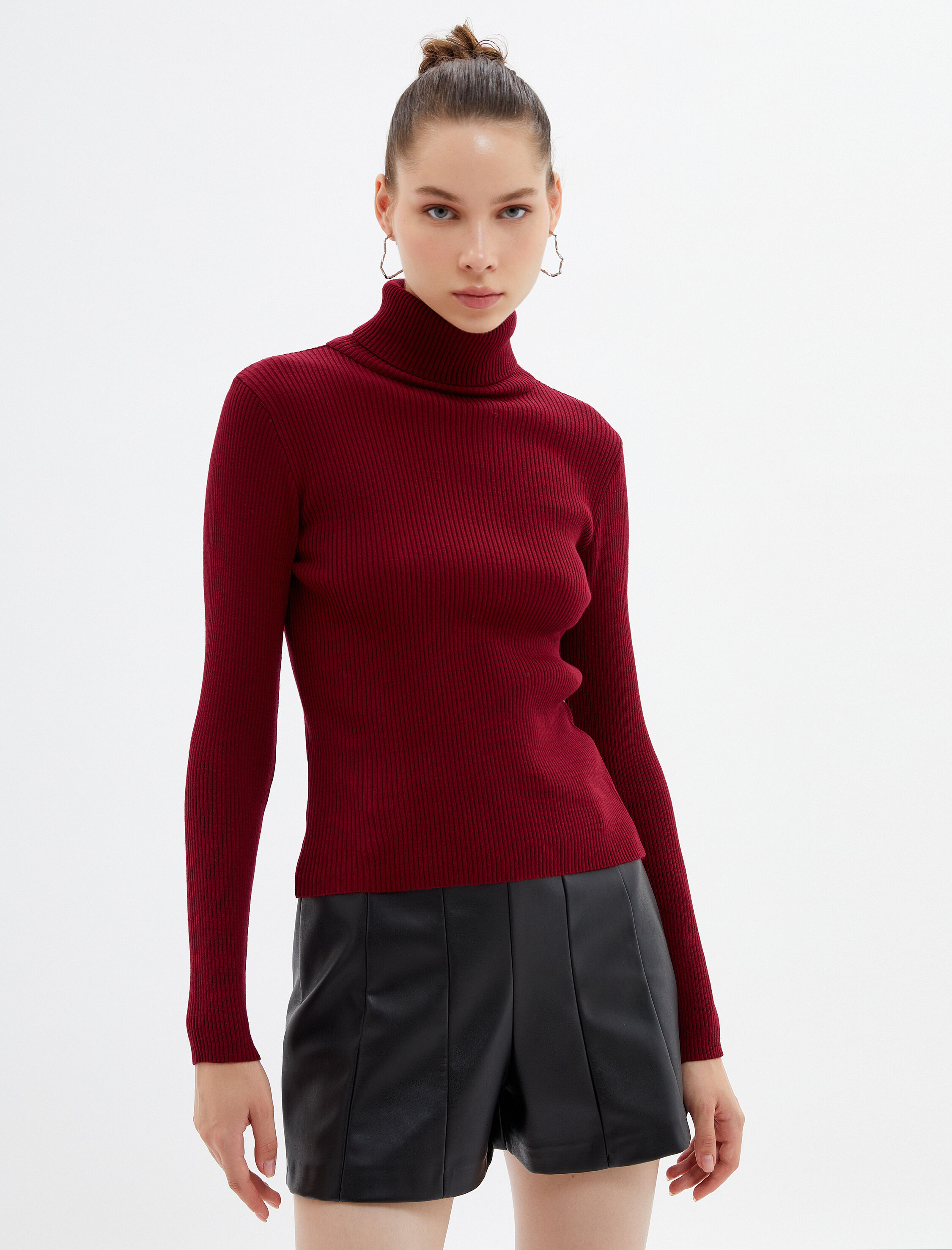   Balıkçı Yaka Kazak Triko Dar Kalıp Kaşkorse Uzun Kollu