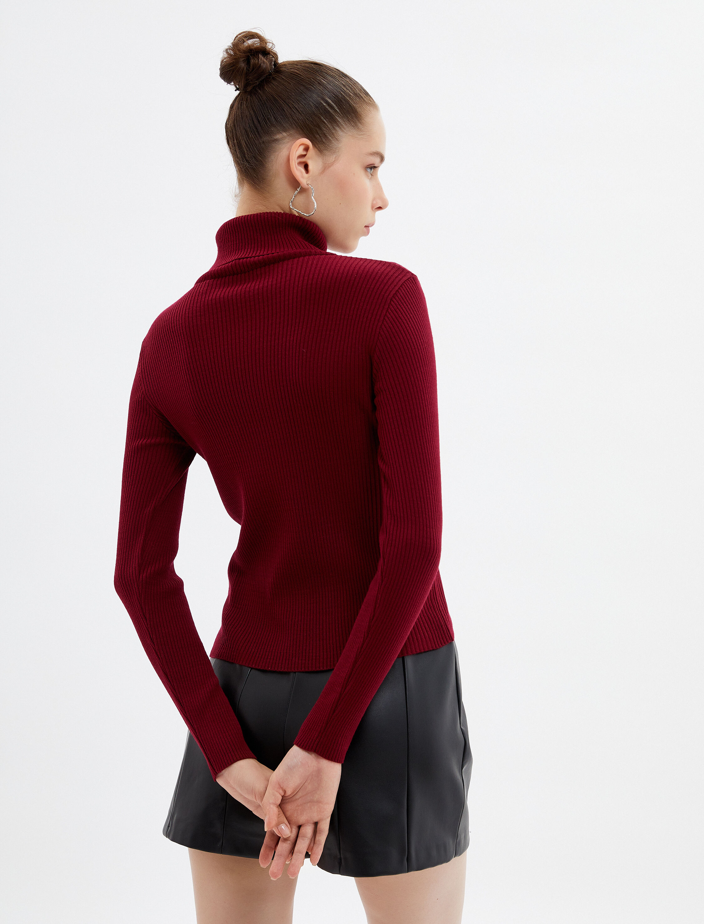   Balıkçı Yaka Kazak Triko Dar Kalıp Kaşkorse Uzun Kollu