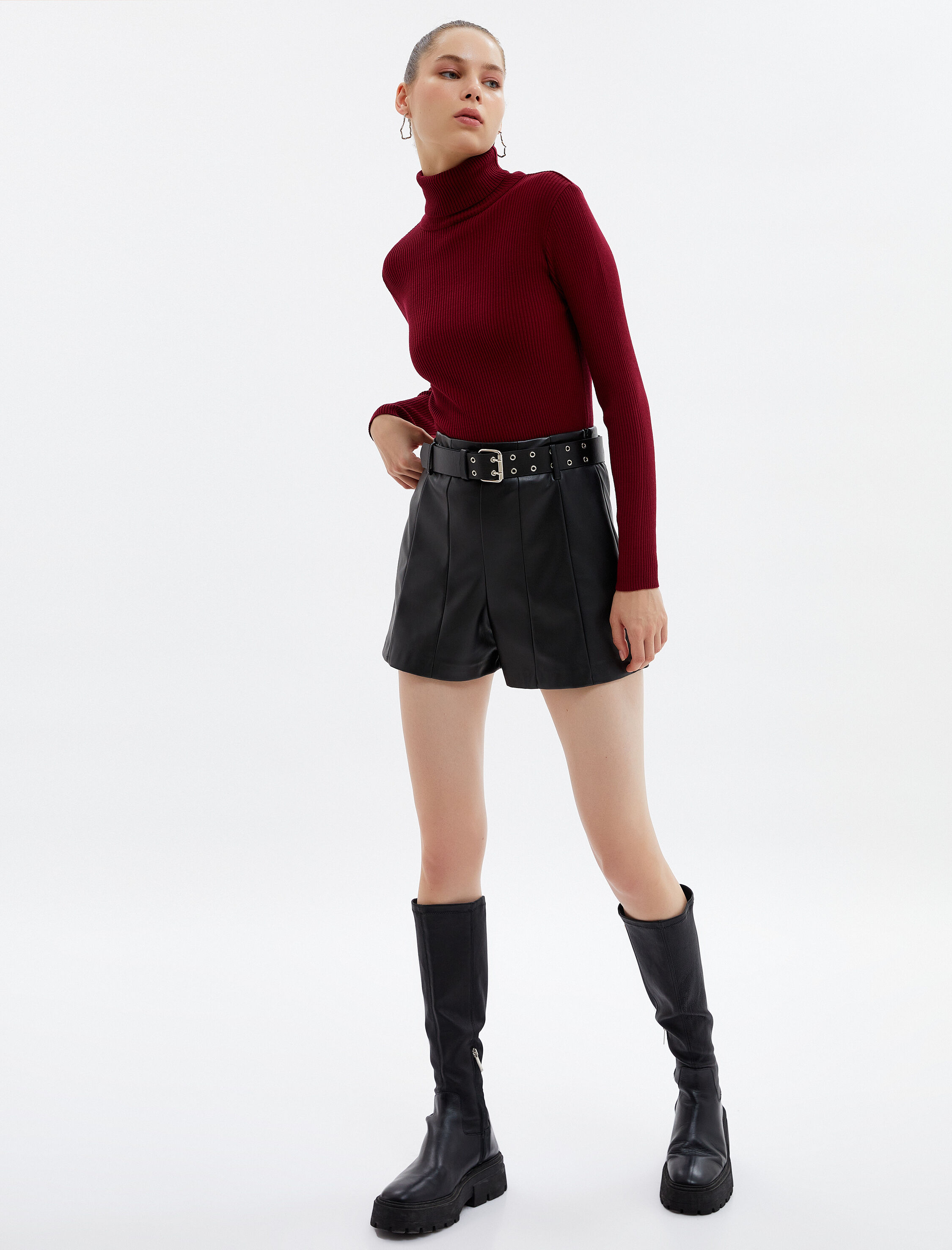   Balıkçı Yaka Kazak Triko Dar Kalıp Kaşkorse Uzun Kollu