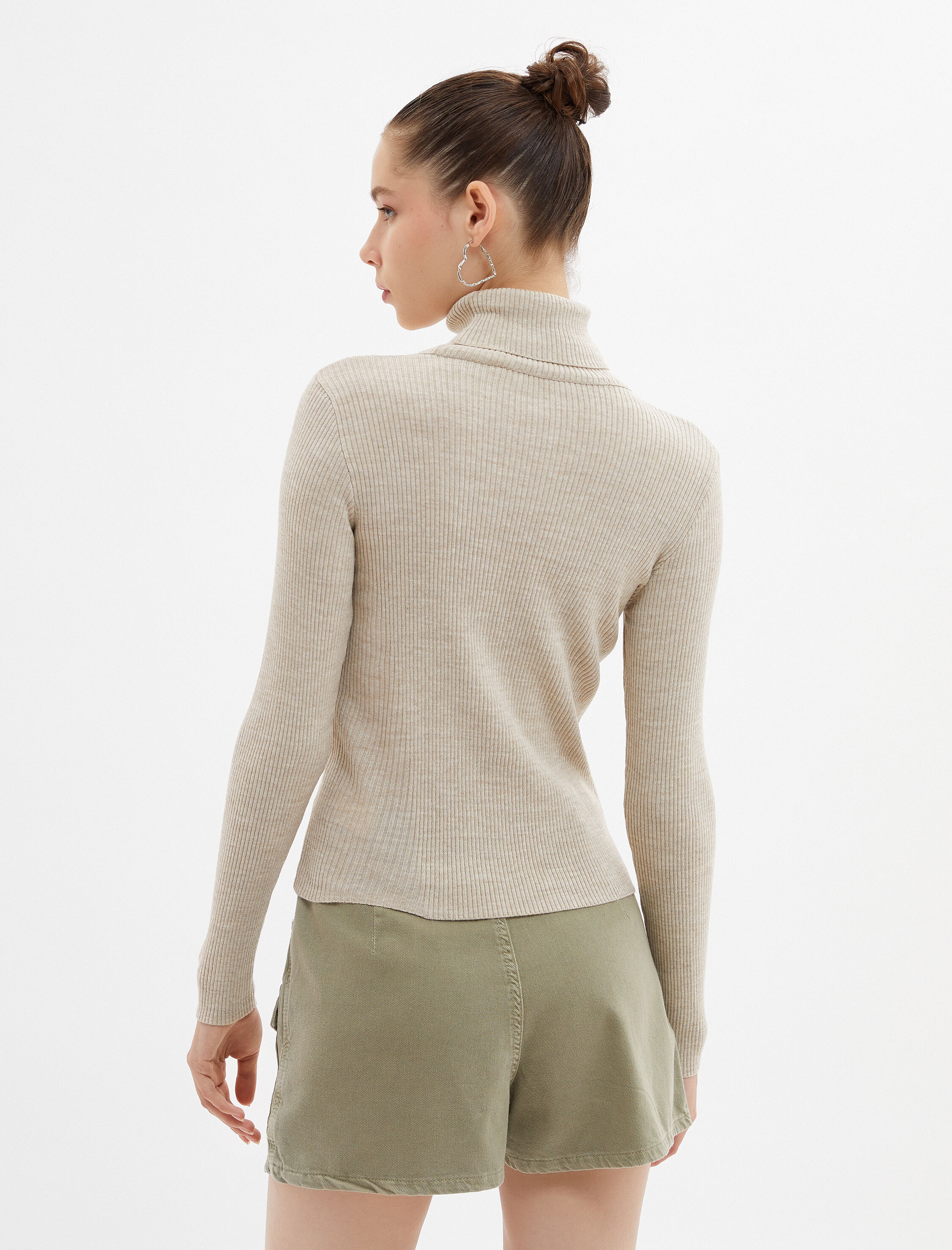   Balıkçı Yaka Kazak Triko Dar Kalıp Kaşkorse Uzun Kollu