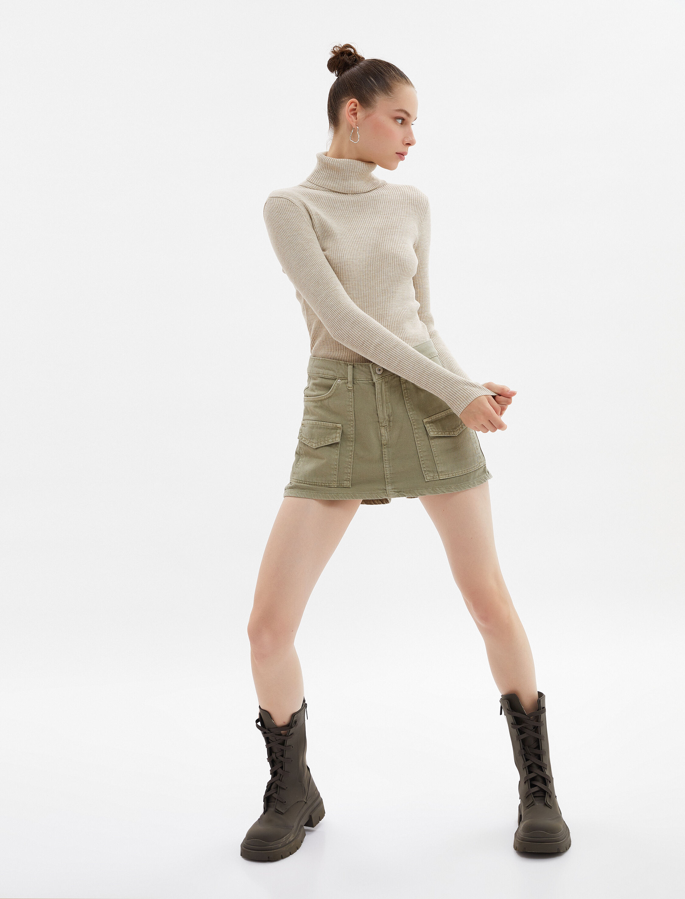   Balıkçı Yaka Kazak Triko Dar Kalıp Kaşkorse Uzun Kollu