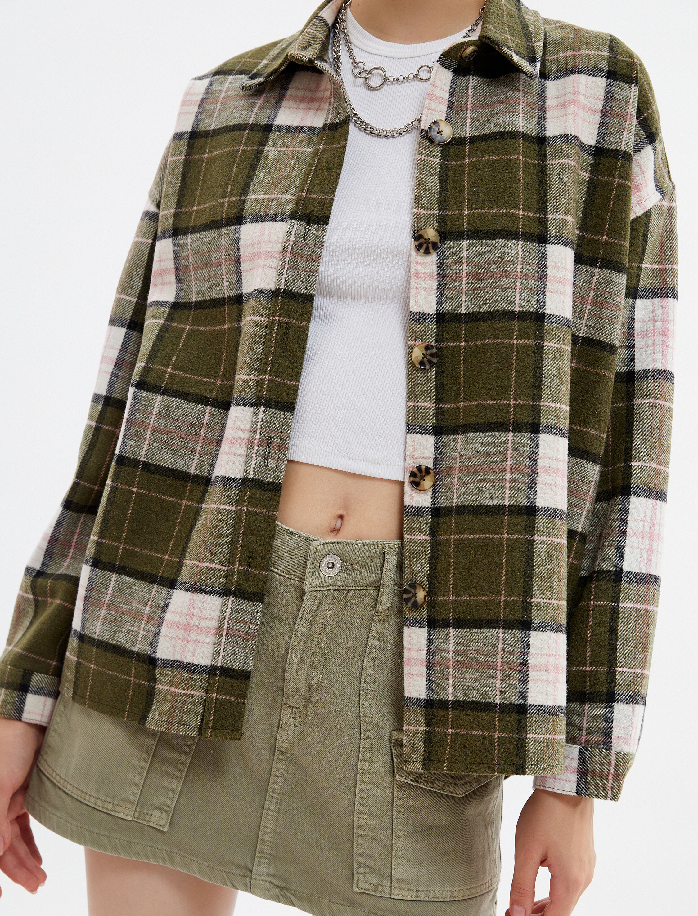   Oversize Oduncu Gömlek Ceket Yumuşak Dokulu Uzun Kollu