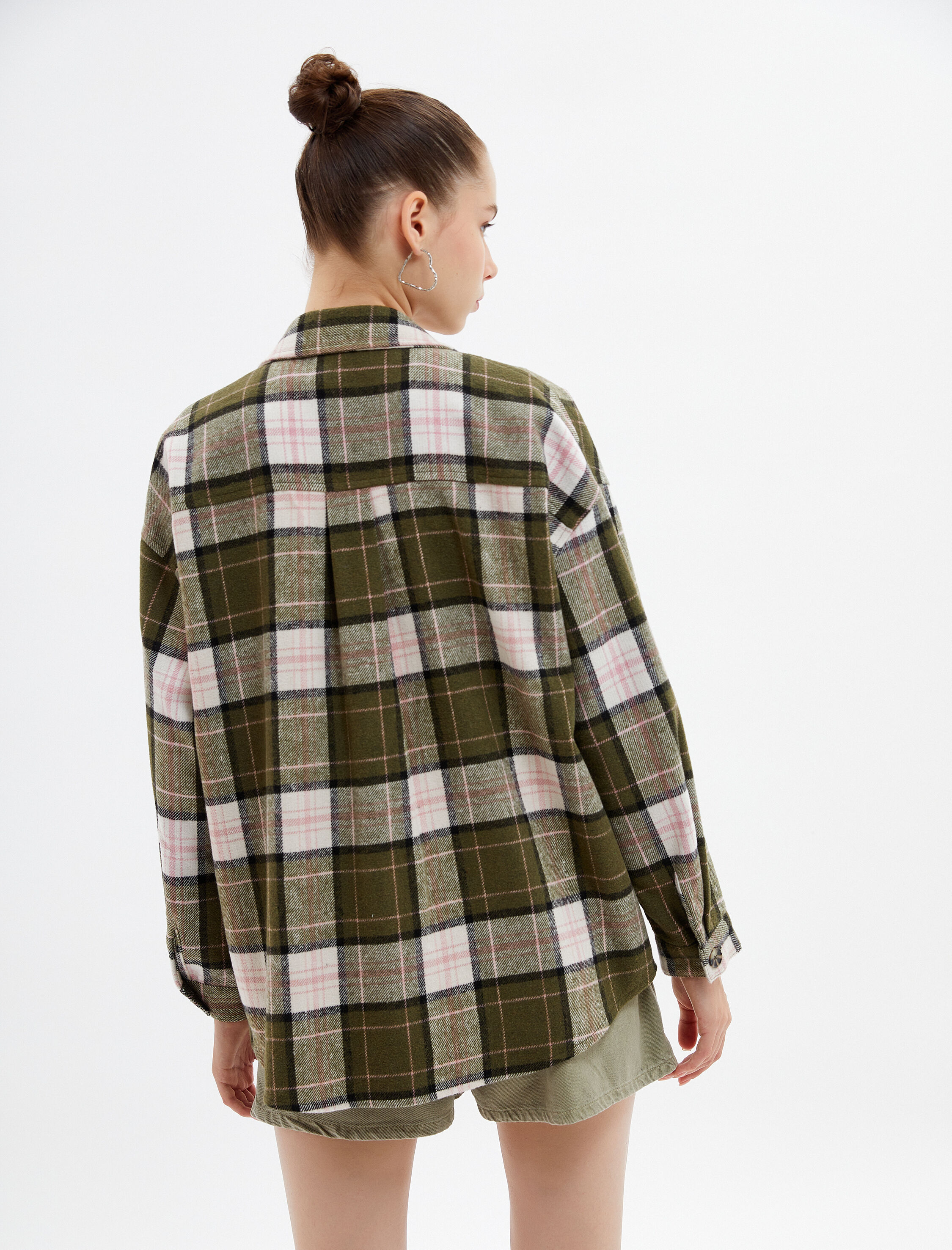   Oversize Oduncu Gömlek Ceket Yumuşak Dokulu Uzun Kollu