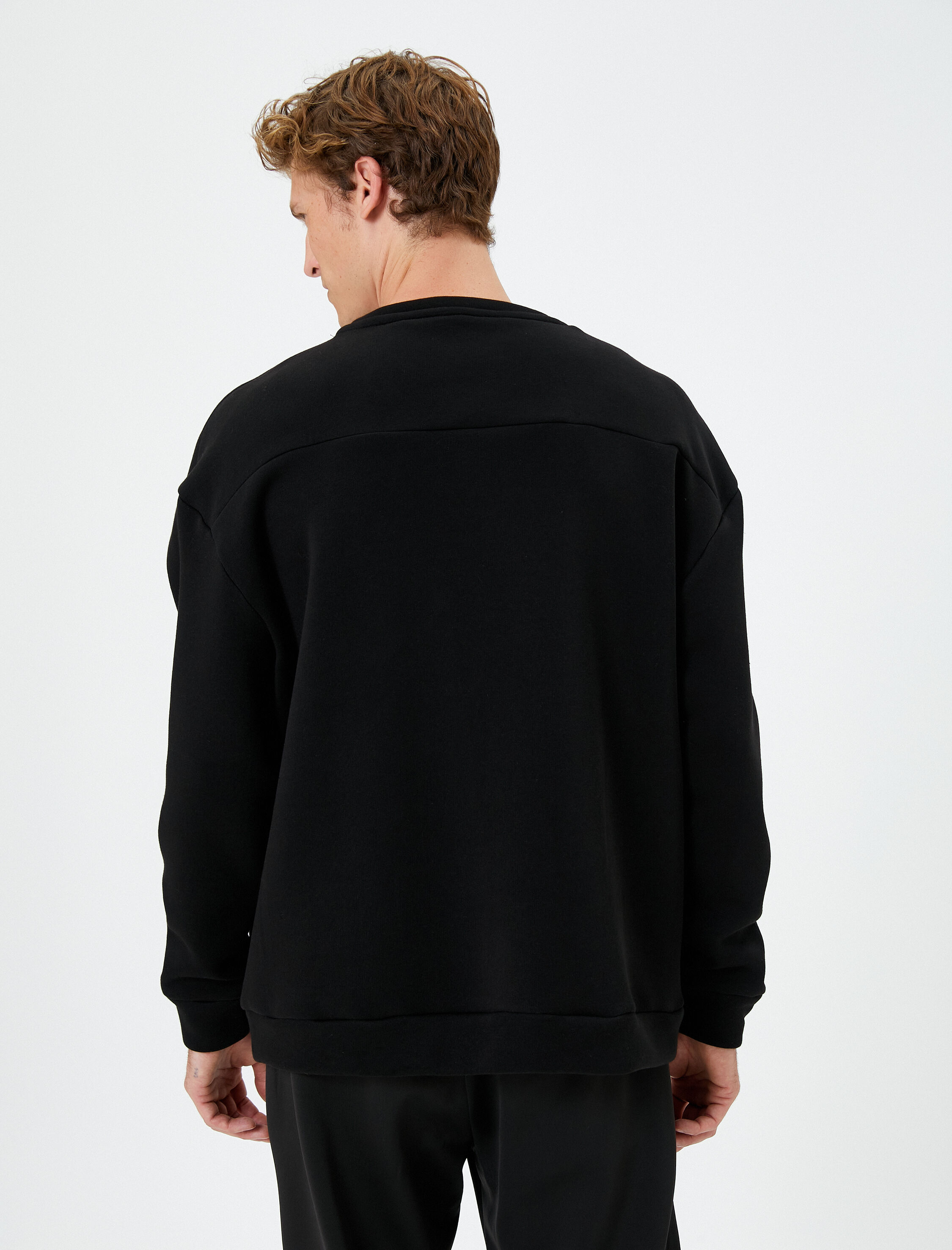   Spor Sweatshirt Slogan Baskılı Kanguru Cepli Bisiklet Yaka Şardonlu