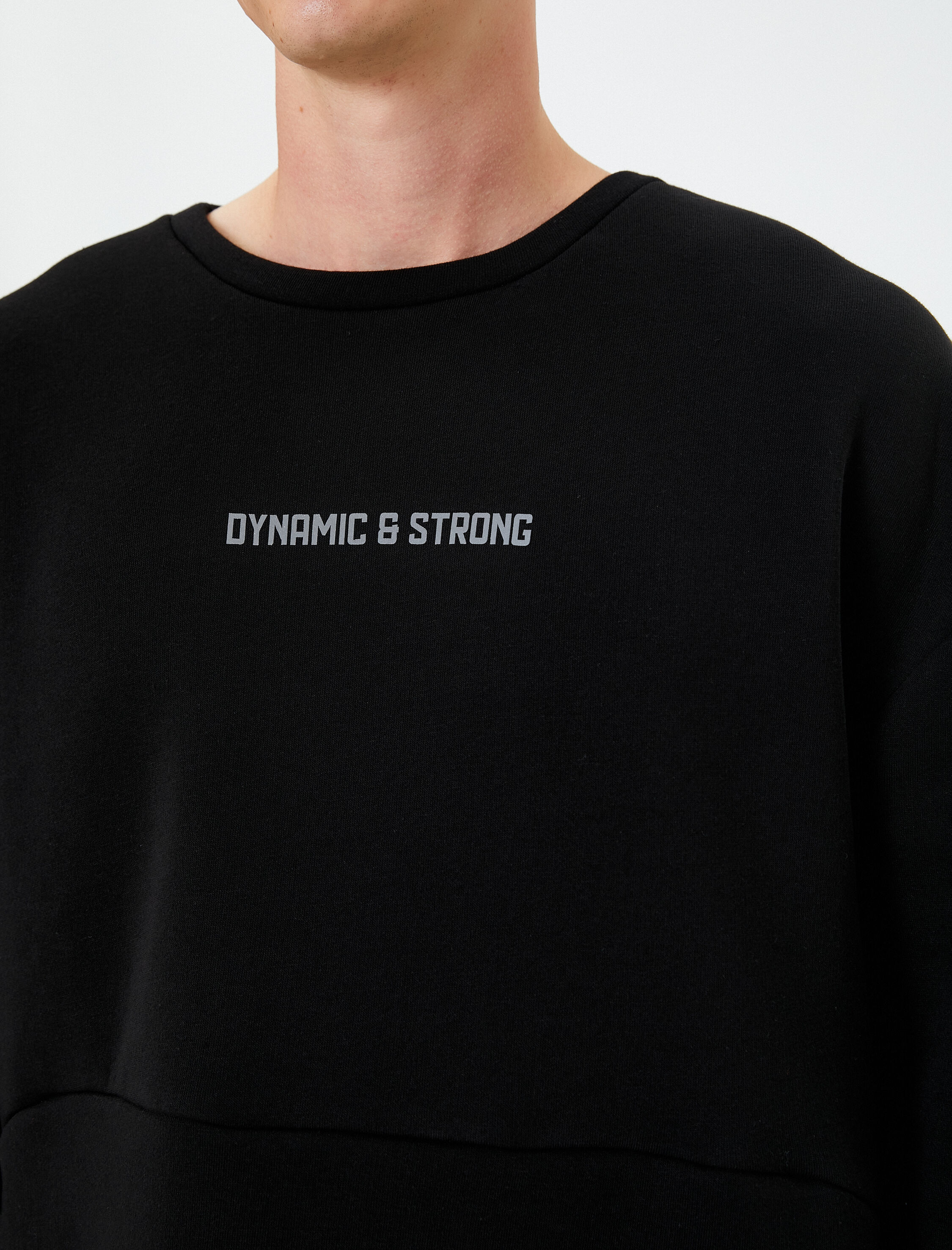   Spor Sweatshirt Slogan Baskılı Kanguru Cepli Bisiklet Yaka Şardonlu