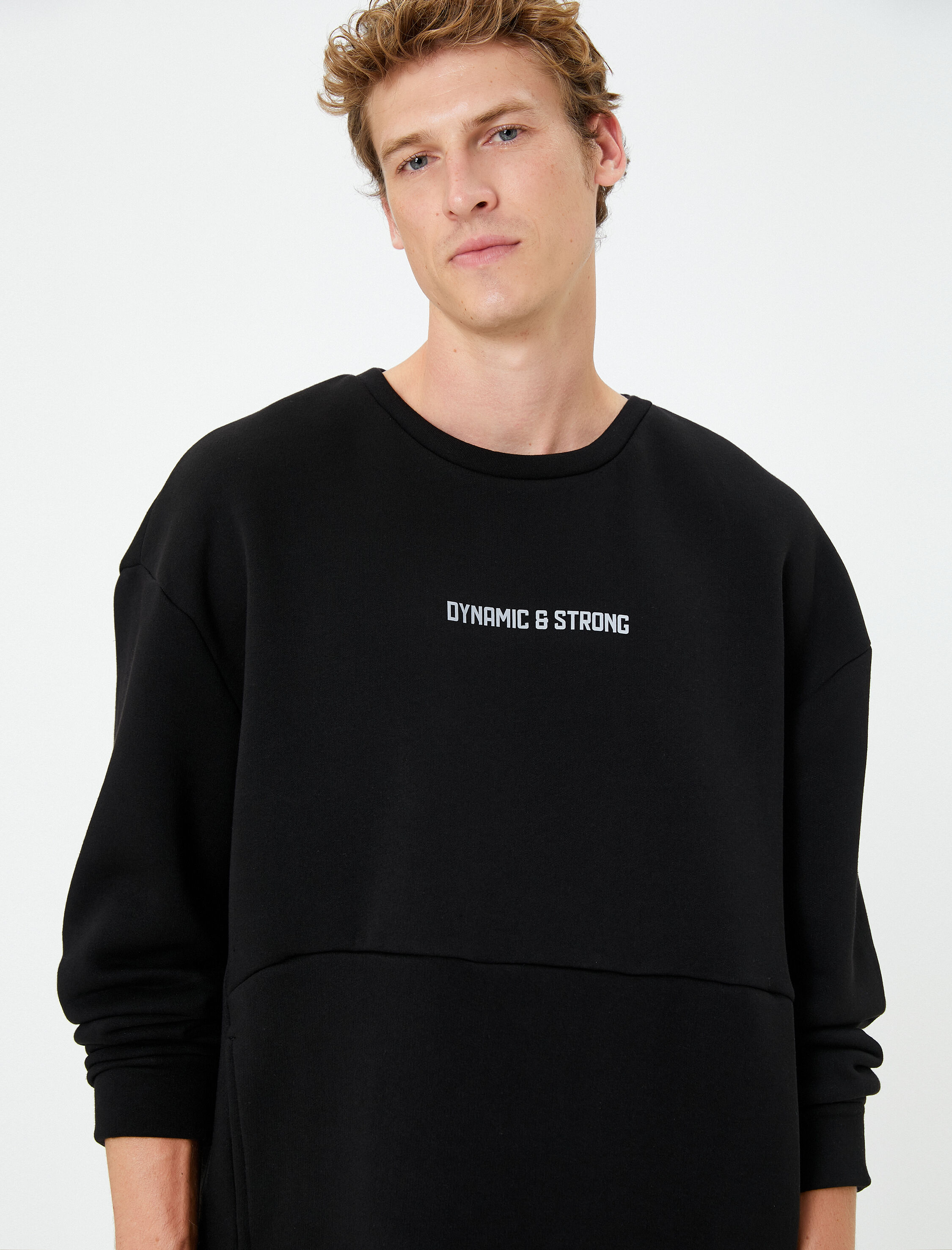   Spor Sweatshirt Slogan Baskılı Kanguru Cepli Bisiklet Yaka Şardonlu