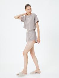 Pijama Altı Şort Beli Lastikli Etiket Detaylı