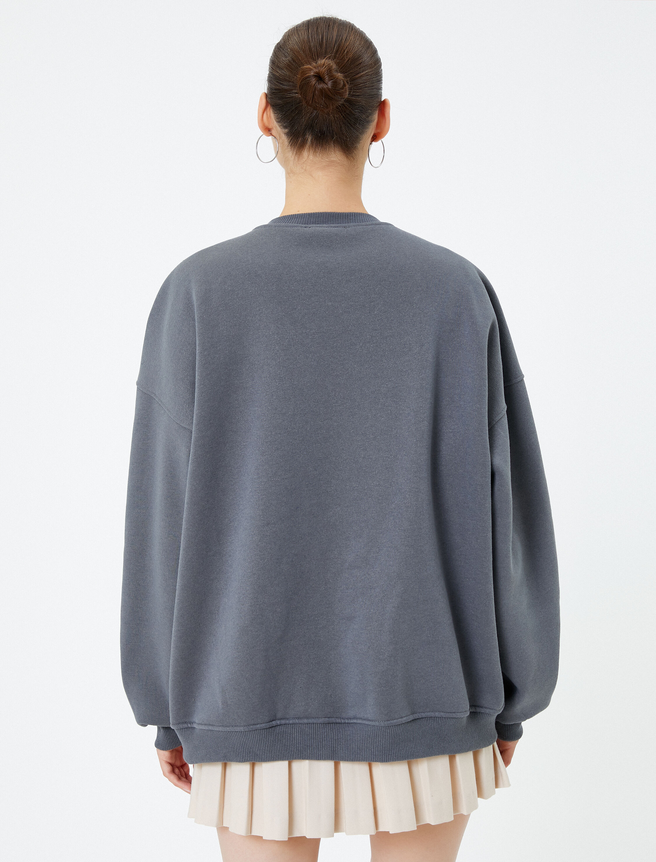   Kolej Sweatshirt Şardonlu Rahat Kalıp Uzun Baskılı