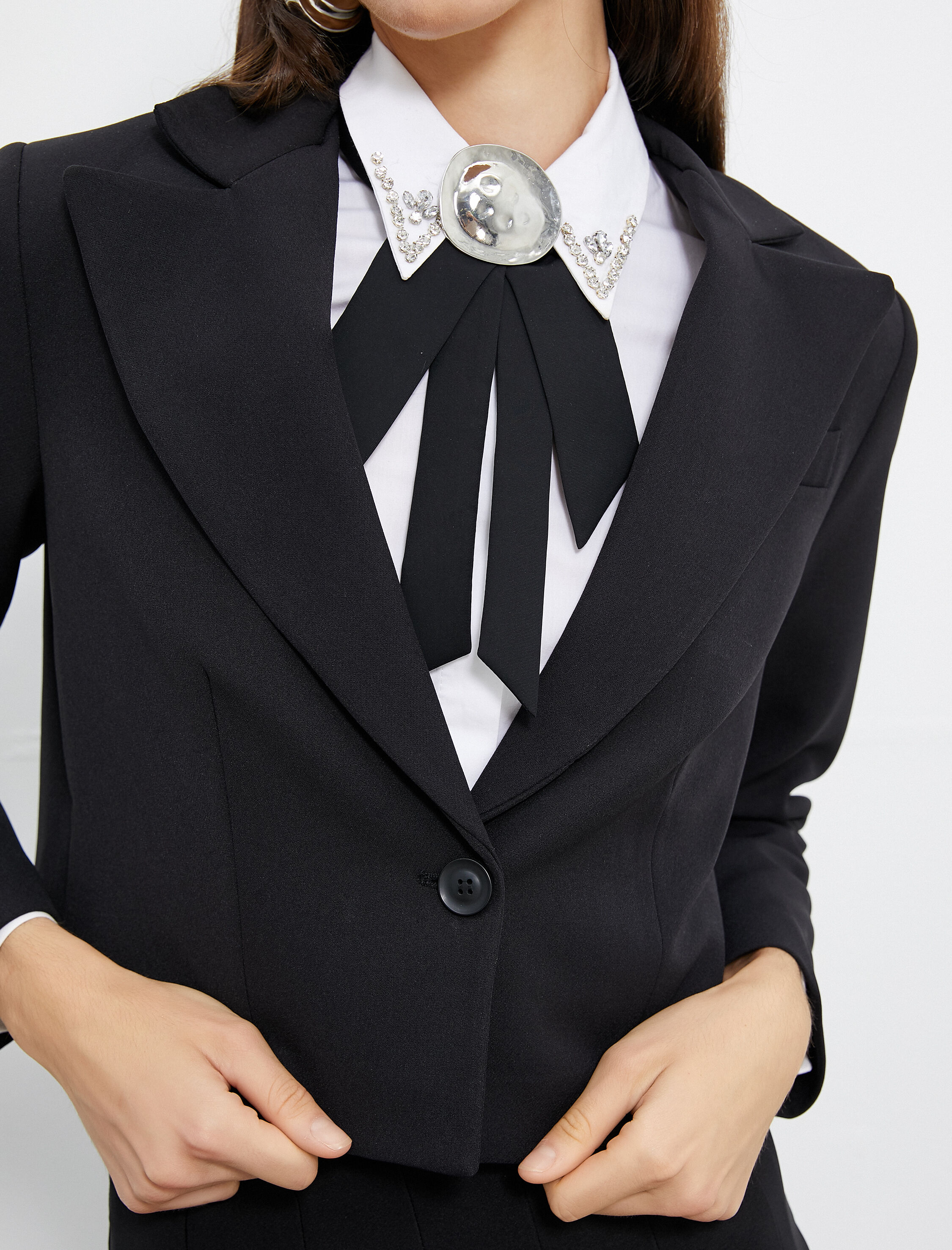   Crop Blazer Ceket Tek Düğmeli