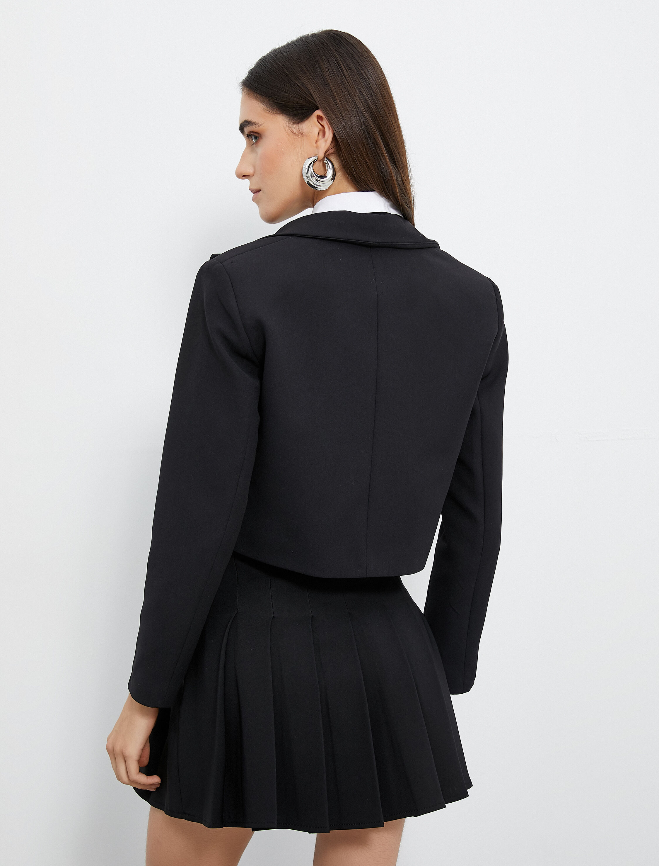   Crop Blazer Ceket Tek Düğmeli