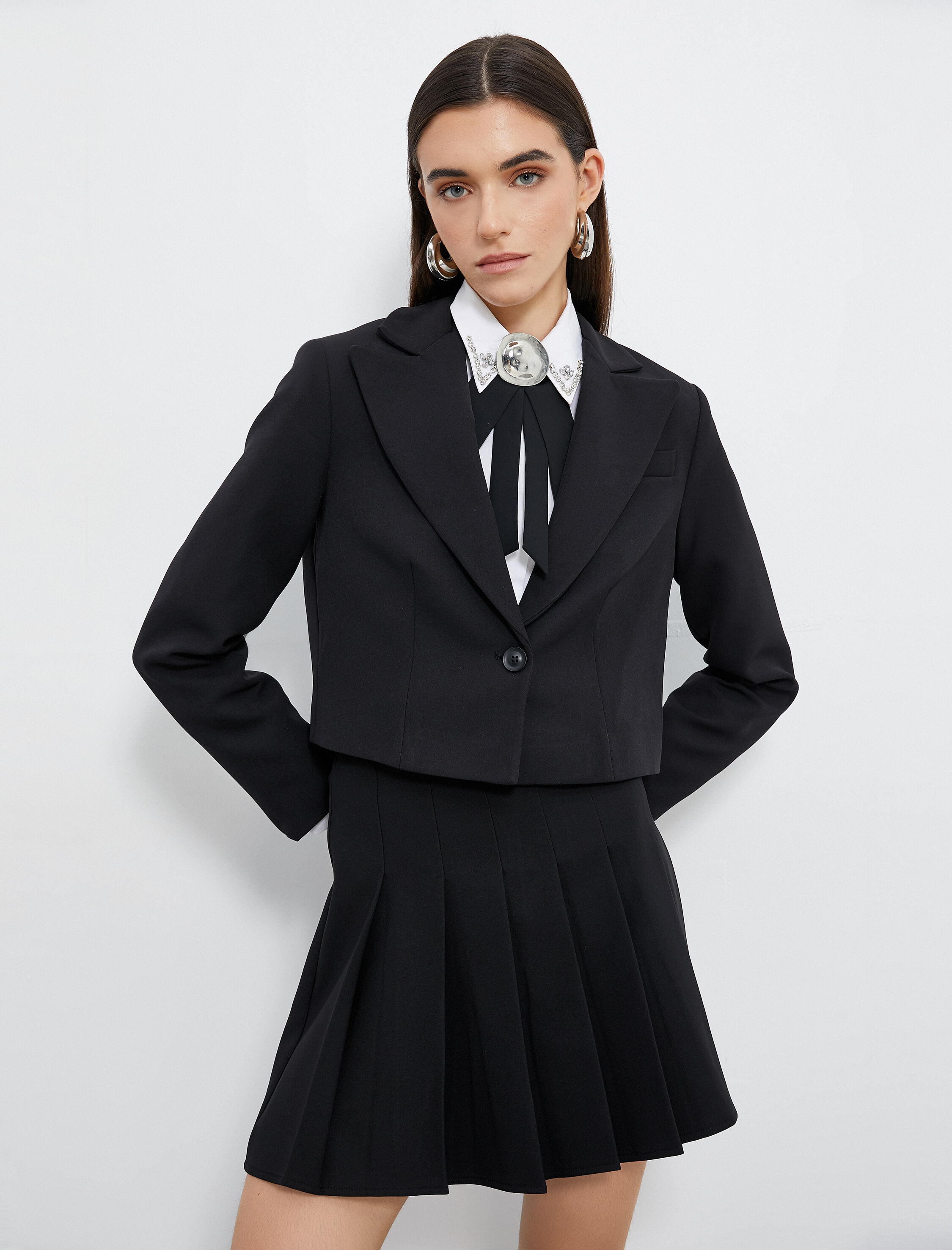   Crop Blazer Ceket Tek Düğmeli