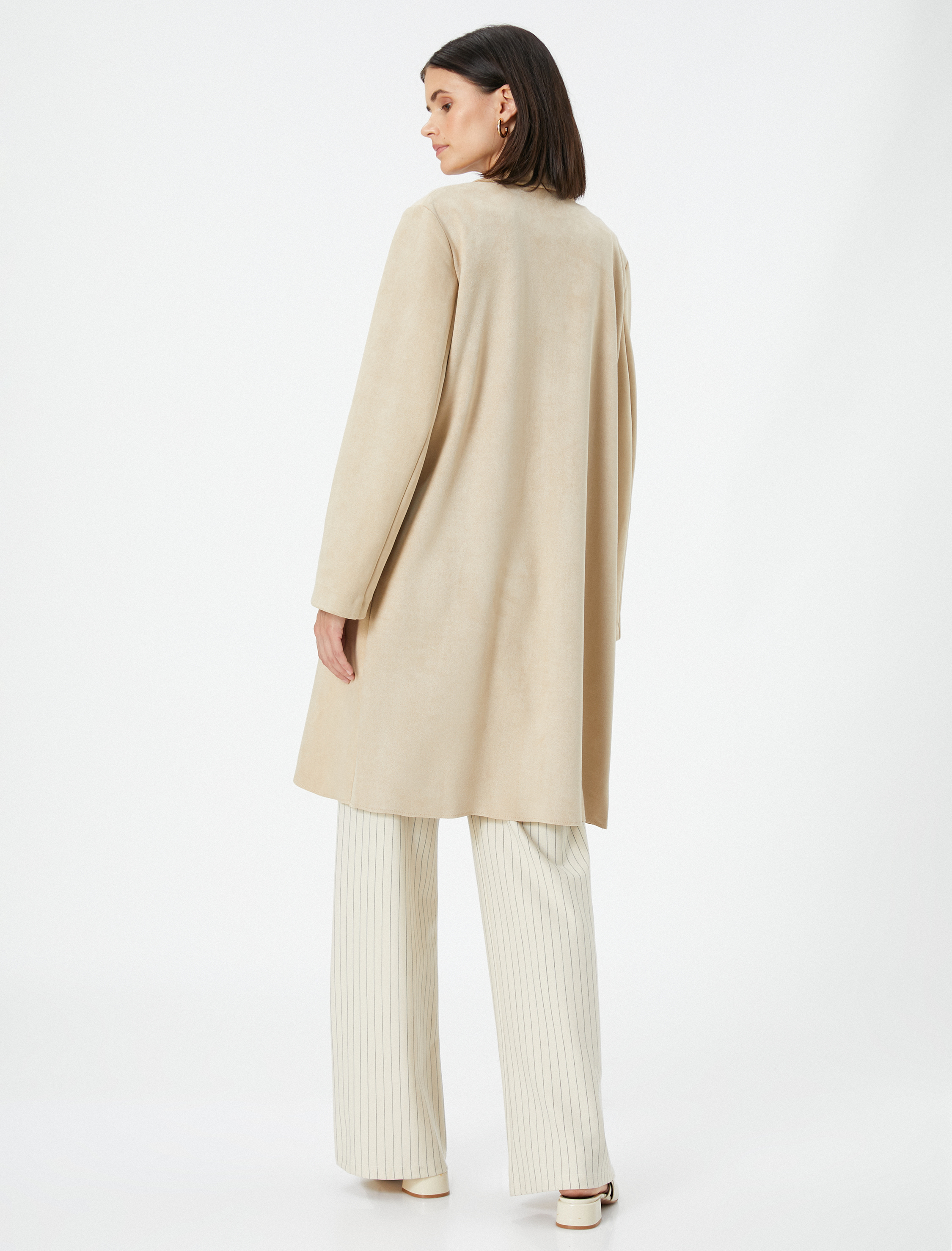 Trençkot Süet Görünümlü Rahat Kesim