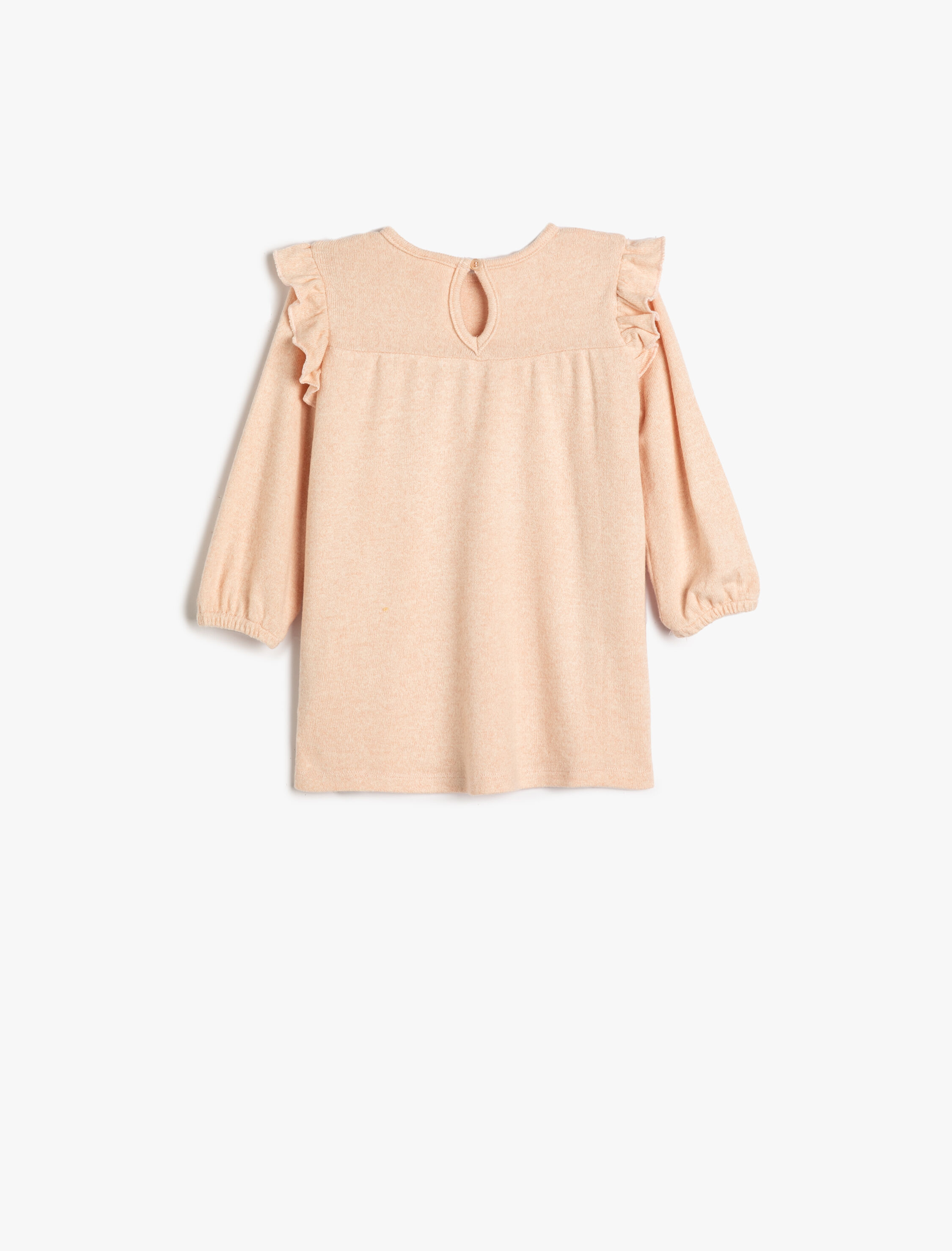  Kız Bebek Triko Elbise Fırfırlı Lastik Manşetli Arkası Düğme Kapamalı