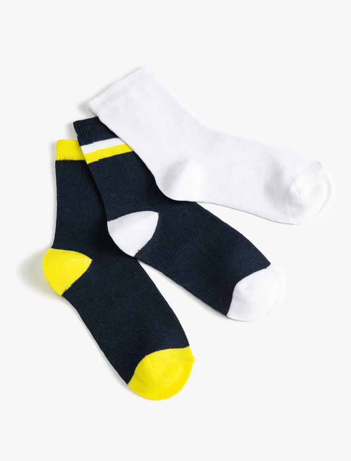 Erkek Çocuk 3'lü Renkli Desenli Çorap Seti