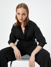 Uzun Kollu Gömlek Düğmeli Klasik Yaka