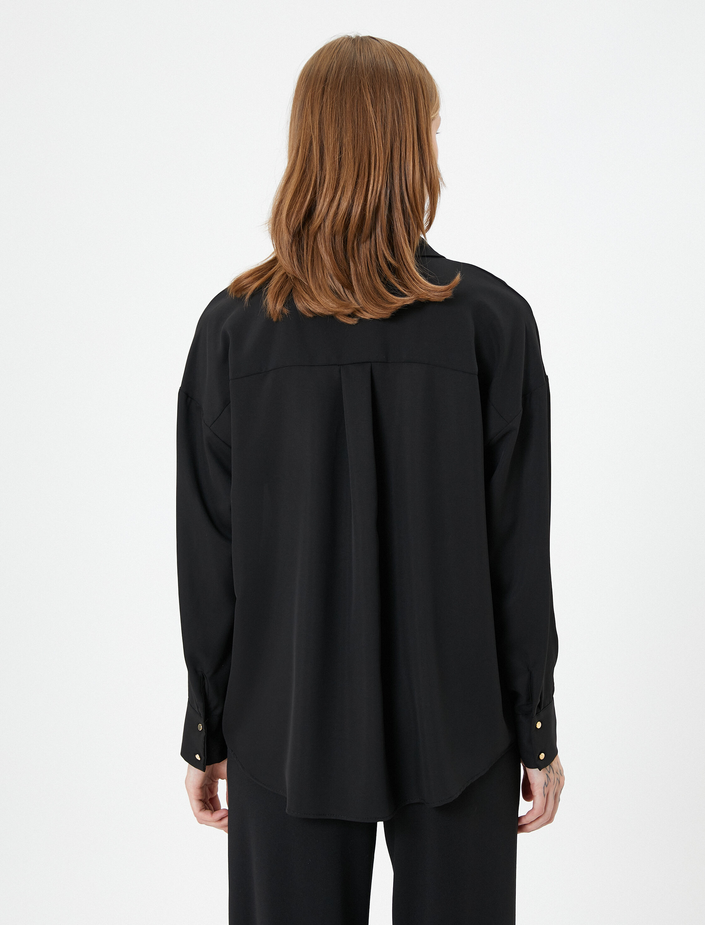   Uzun Kollu Gömlek Düğmeli Klasik Yaka