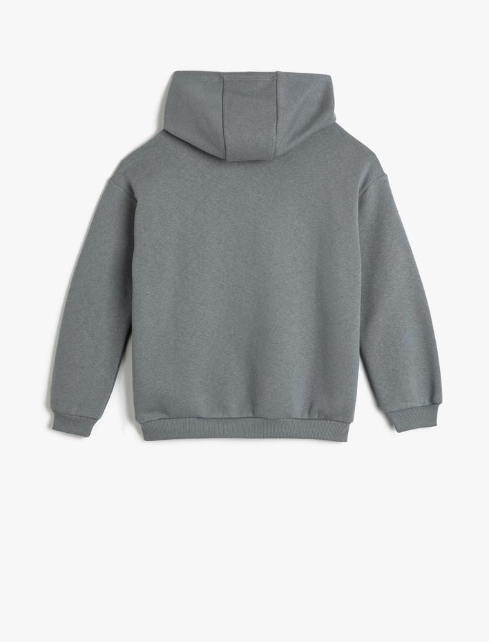 Kız Çocuk Kapşonlu Sweatshirt Uzun Kollu Slogan Baskılı Şardonlu