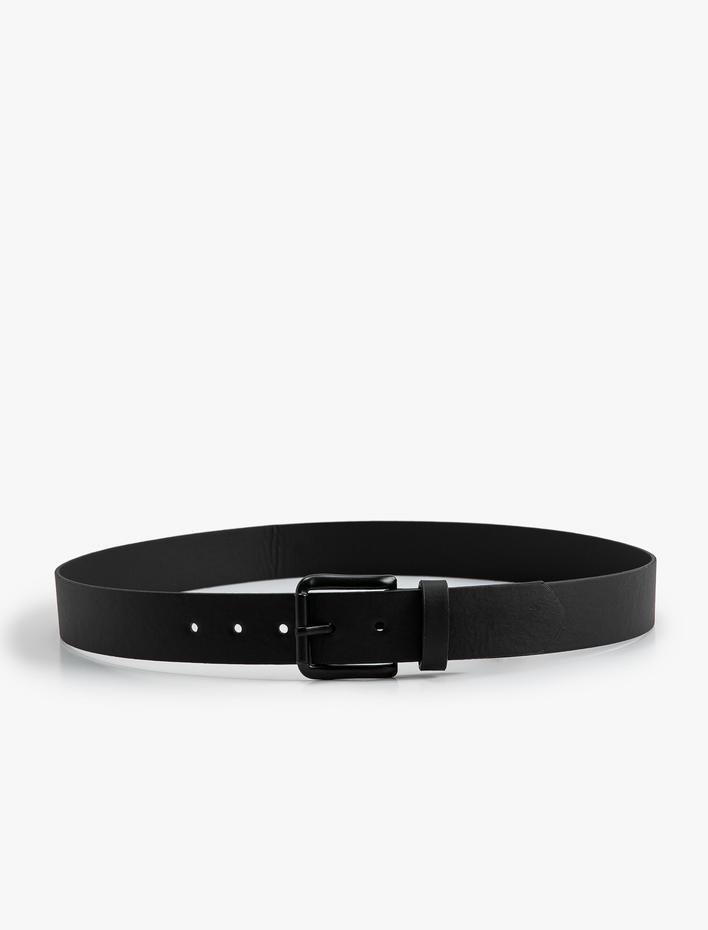 Erkek Kemer Deri Görünümlü Metal Toka Detaylı