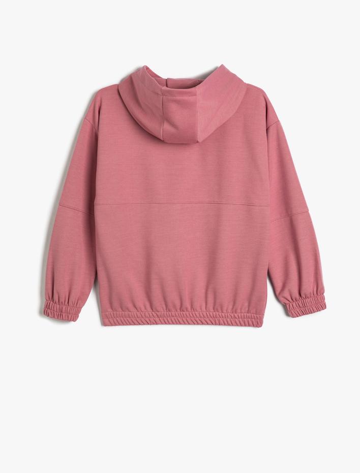 Kız Çocuk Kapşonlu Sweatshirt Kanguru Cepli Uzun Kollu Manşetleri Lastikli