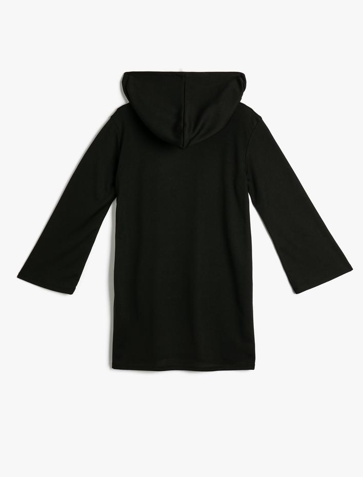 Kız Çocuk Harry Potter Kostüm Elbise Lisanslı Kapşonlu Baskı Detaylı Uzun Kollu