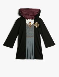 Harry Potter Kostüm Elbise Lisanslı Kapşonlu Baskı Detaylı Uzun Kollu