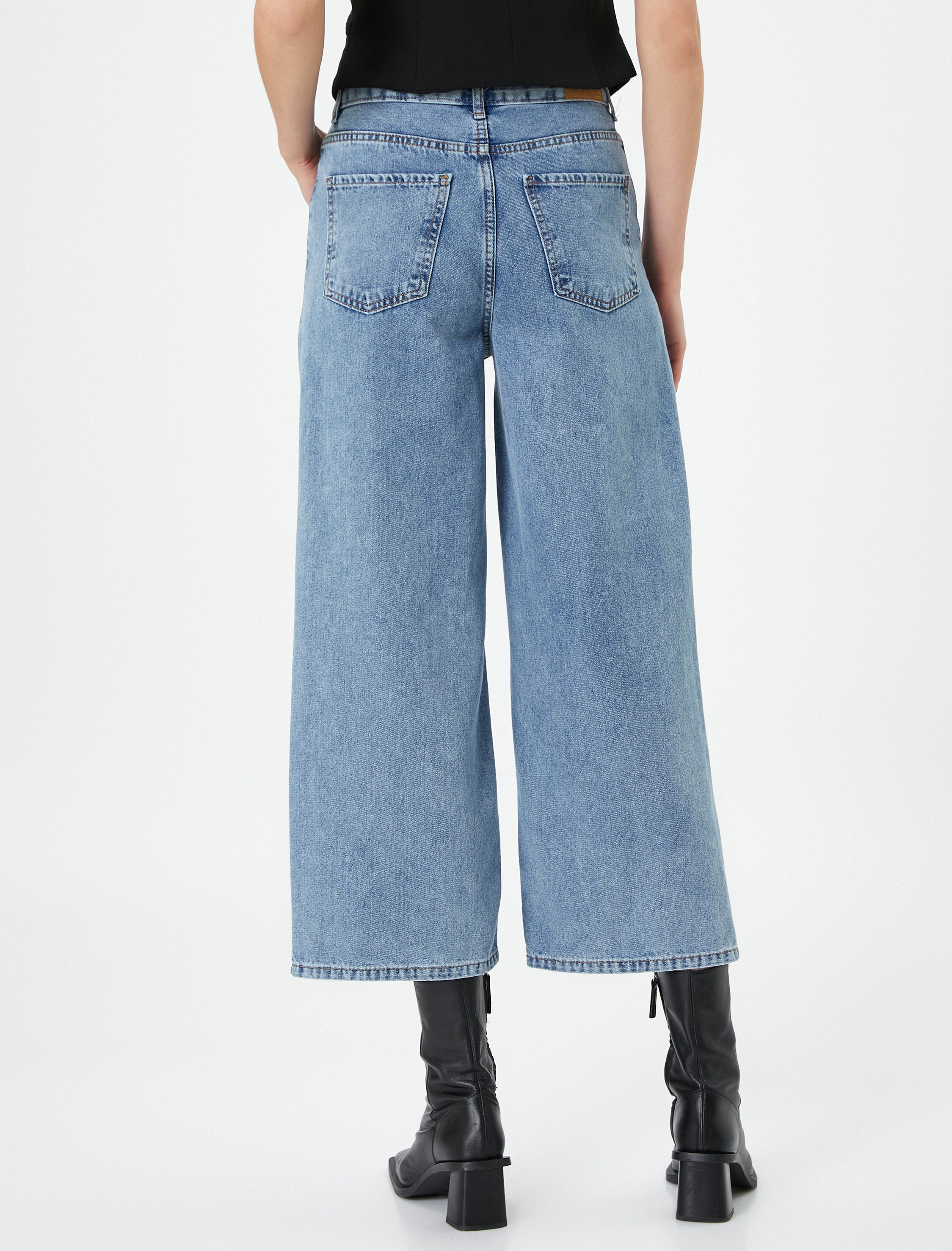   Geniş Paça Kot Pantolon Ekstra Geniş Kısa Paça Yüksek Bel - Bianca Jean