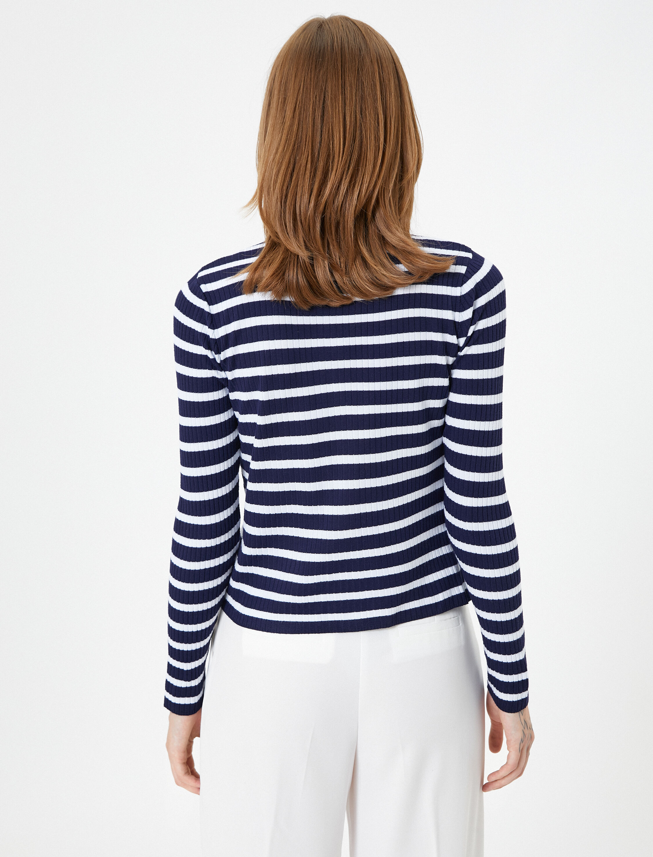   Triko Hırka Gold Düğmeli Fitilli Bisiklet Yaka