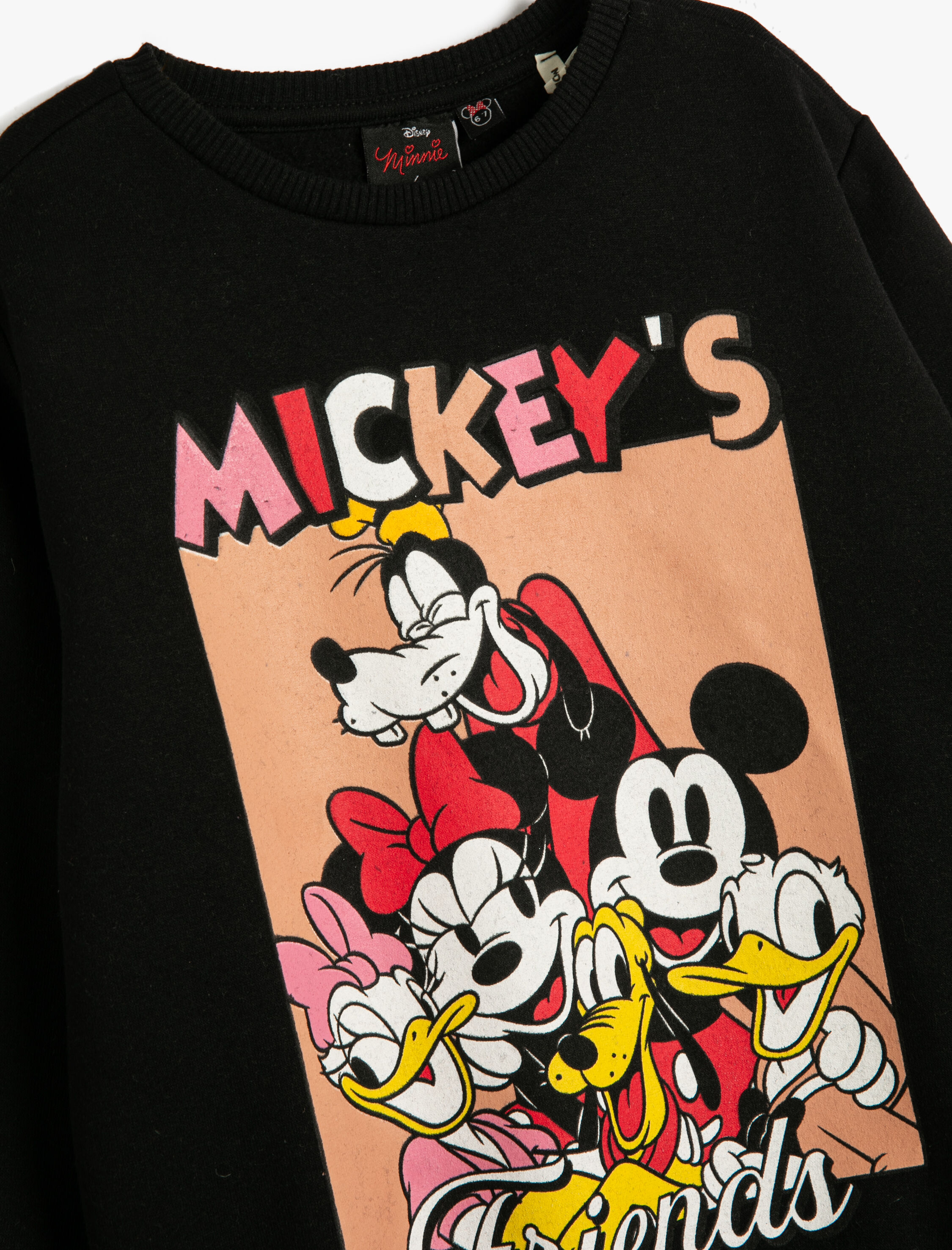  Kız Çocuk Minnie Mouse Sweatshirt Lisanslı Bisiklet Yaka Uzun Kollu Şardonlu