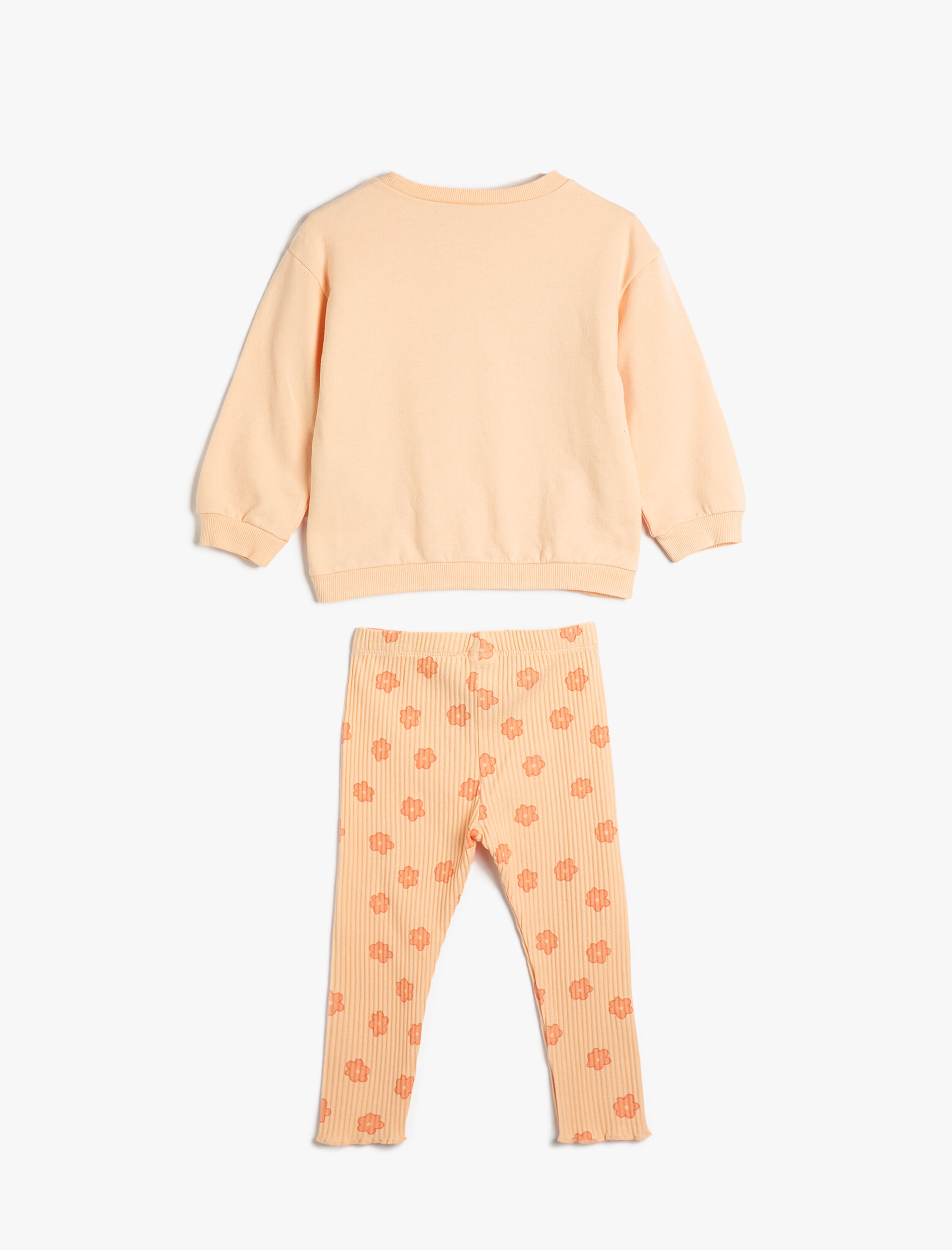  Kız Bebek 2'li Basic Eşofman Seti Uzun Kollu Üst ve Beli Lastikli Eşofman Altı