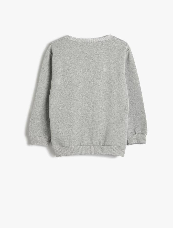 Erkek Çocuk Sweatshirt Uzun Kollu Bisiklet Yaka Kolej Baskılı Şardonlu