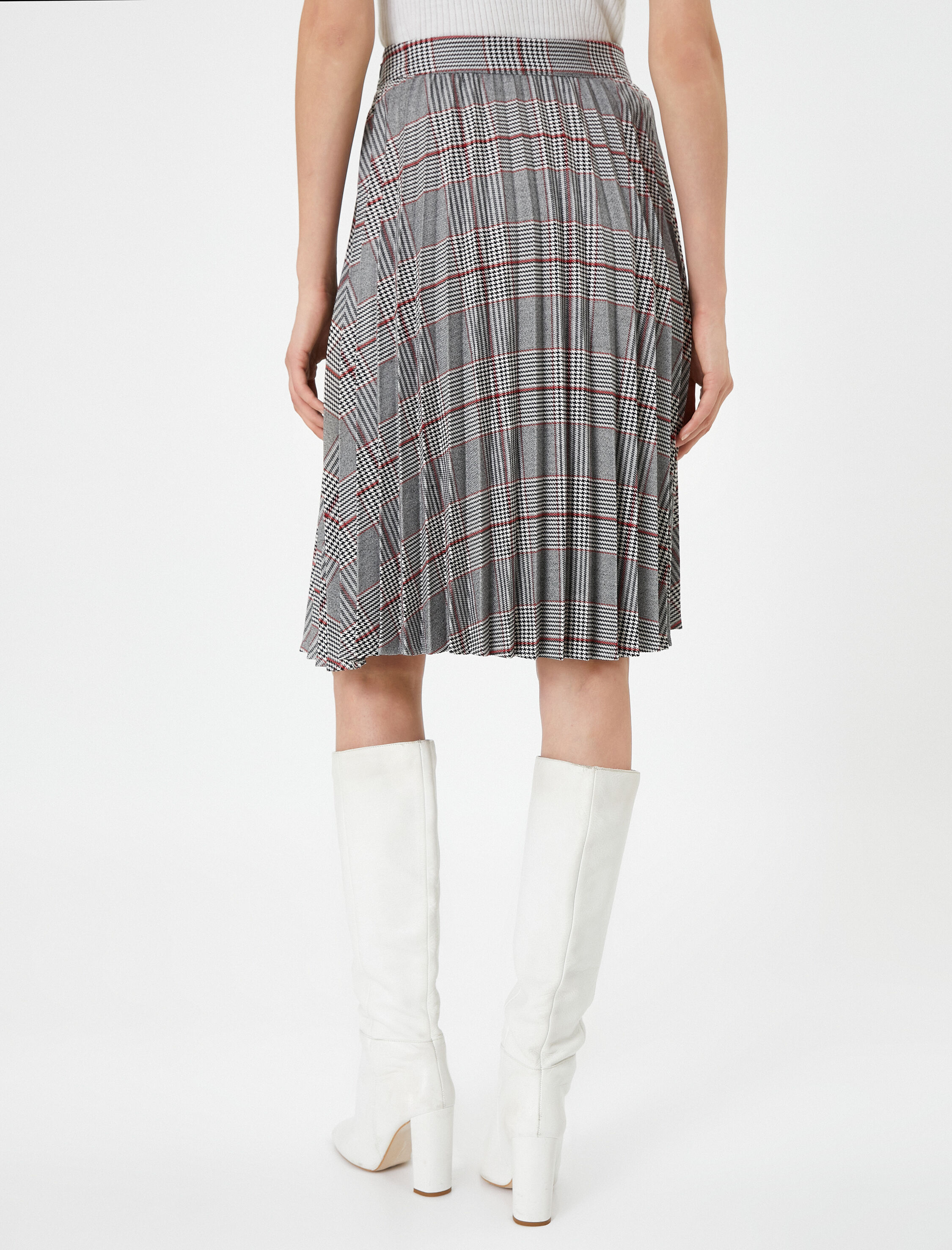   Pileli Çan Etek Yüksek Bel