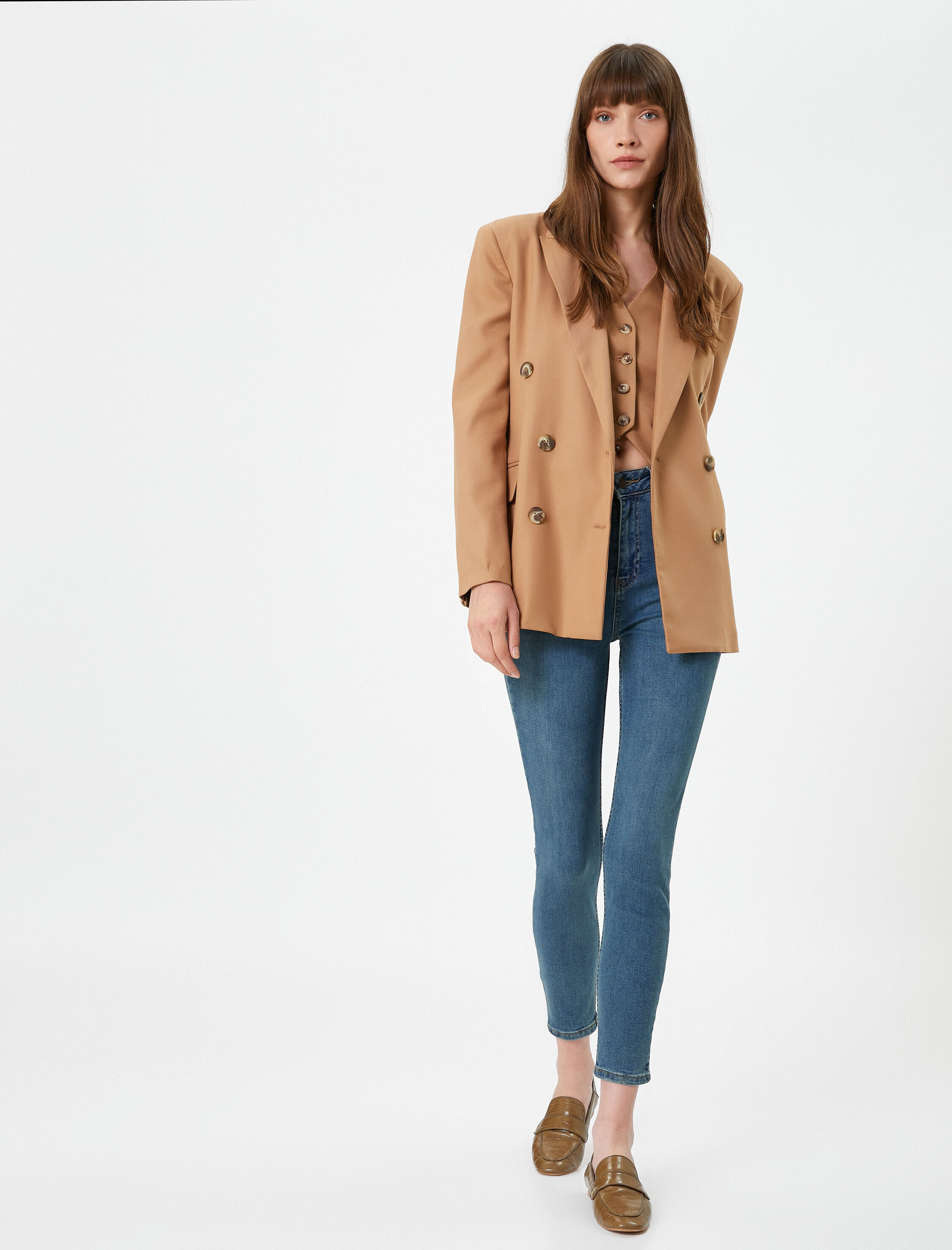 Yüksek Bel Kot Pantolon Dar Paça Dar Kesim - Carmen Jean