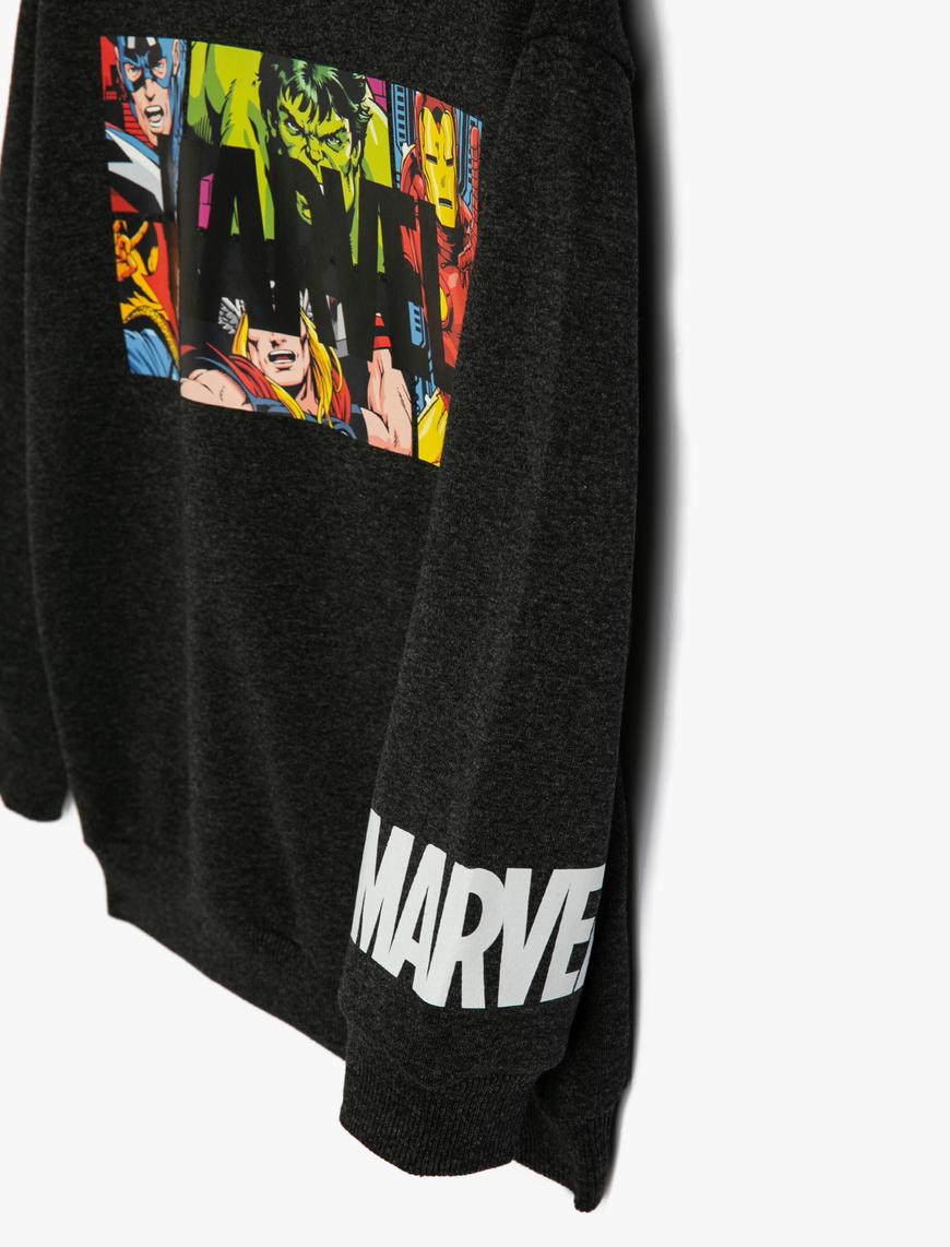  Erkek Çocuk Marvel Kapşonlu Sweatshirt Lisanslı Uzun Kollu Şardonlu