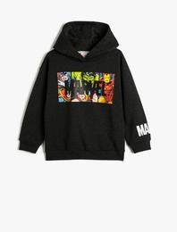 Marvel Kapşonlu Sweatshirt Lisanslı Uzun Kollu Şardonlu