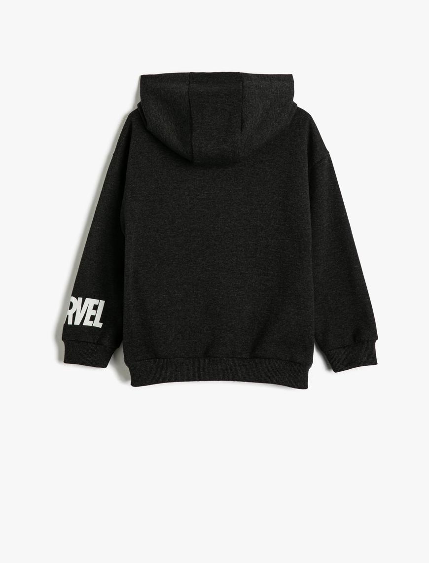  Erkek Çocuk Marvel Kapşonlu Sweatshirt Lisanslı Uzun Kollu Şardonlu