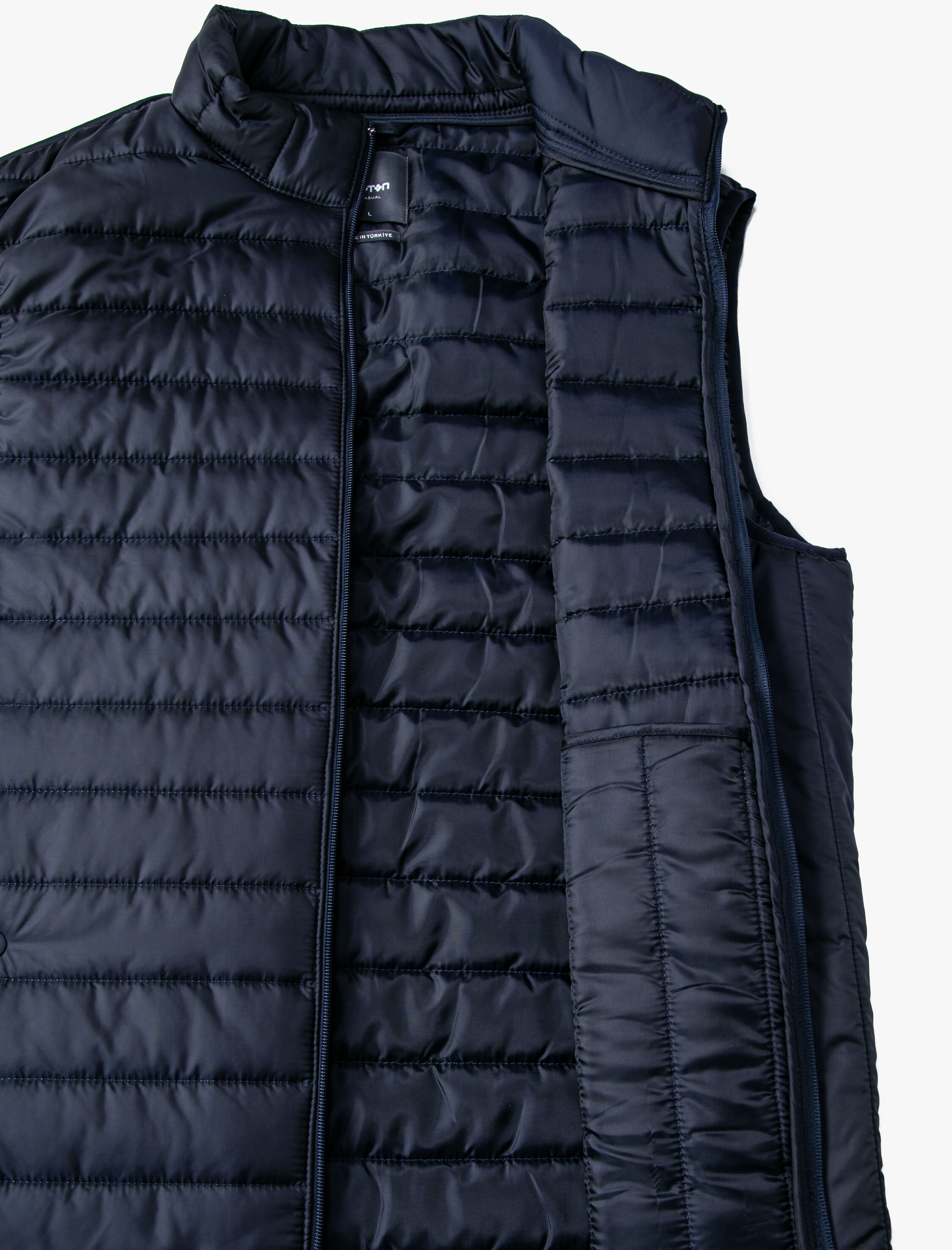   Şişme Yelek Dik Yaka Cep Detaylı Fermuarlı