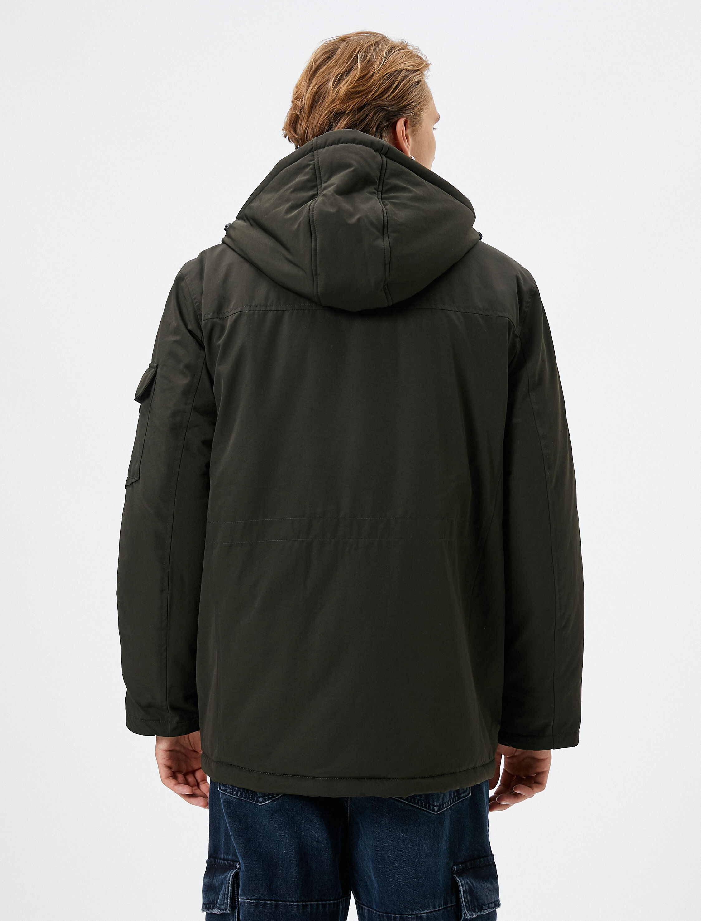   Kapşonlu Anorak Mont Cep Detaylı Çıtçıt Düğmeli