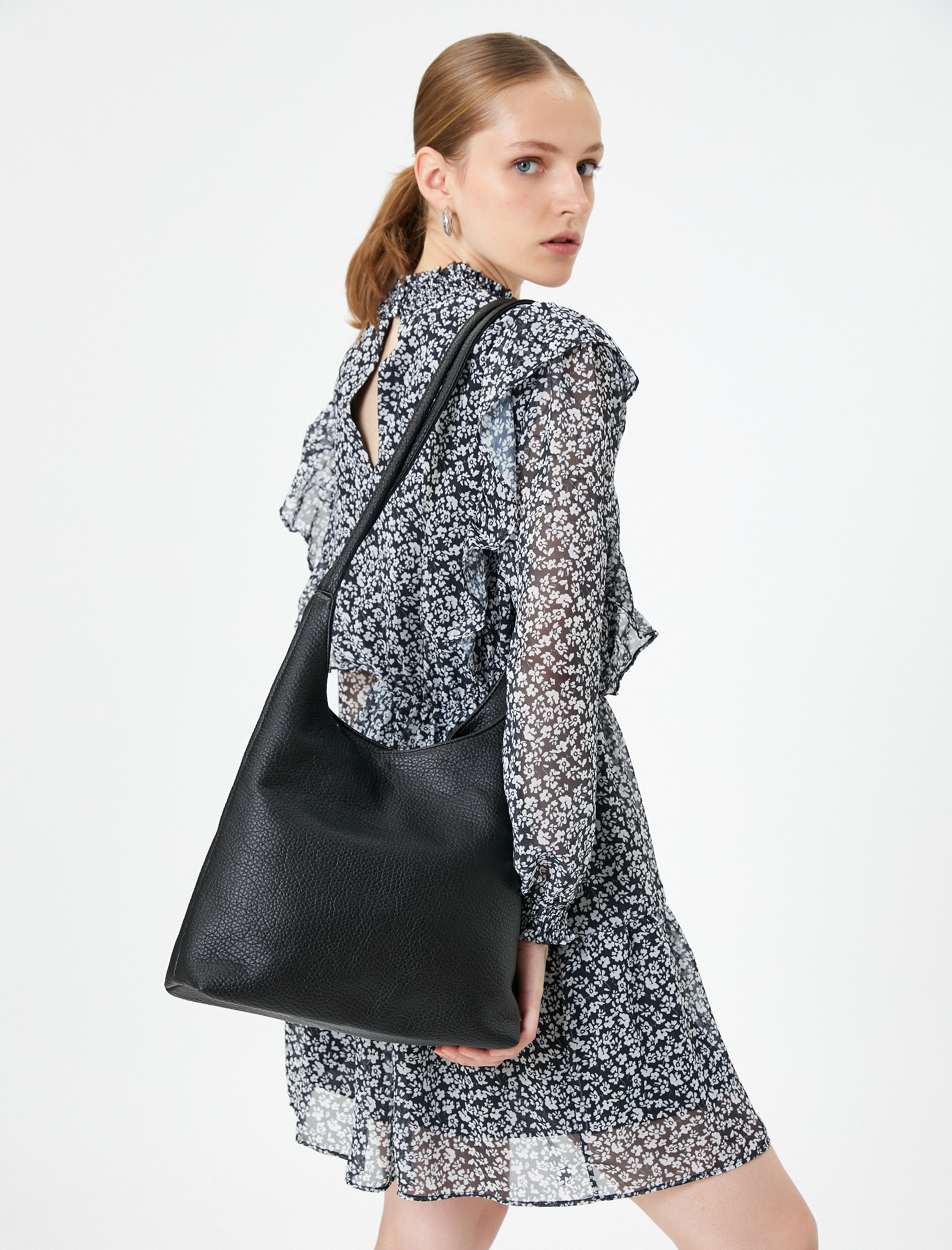  Kadın Omuz Çantası Suni Deri Çift Askılı Çıtçıtlı