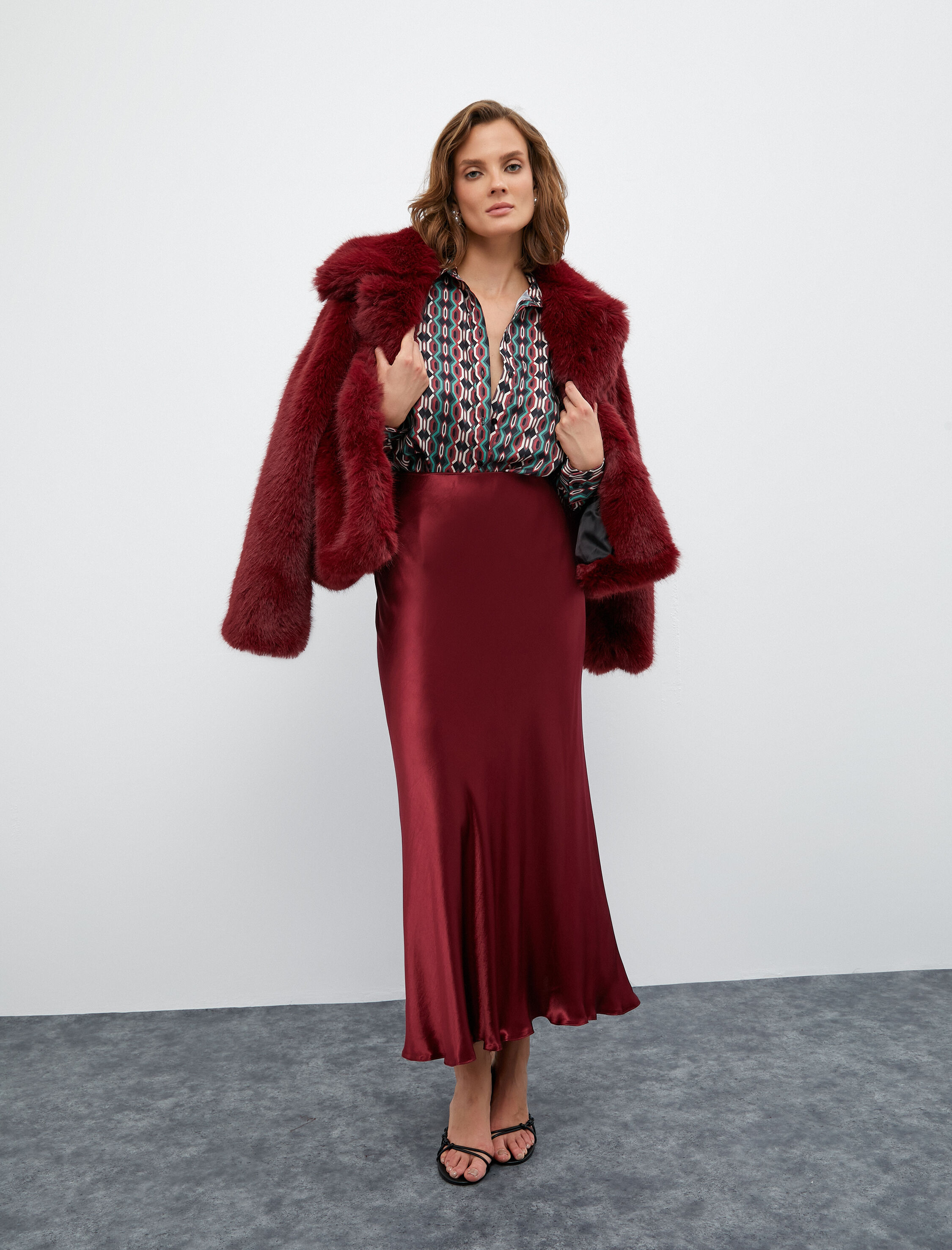   Melis Ağazat X Koton - Normal Bel Uzun Saten Etek