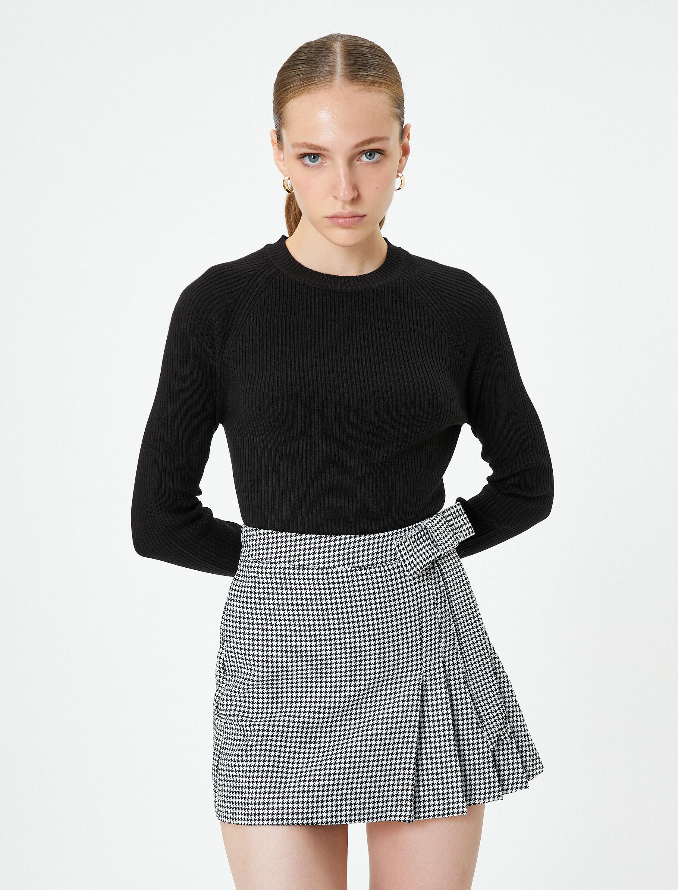   Triko Kazak Bisiklet Yaka Uzun Kollu Fitilli Kaşmir Dokulu