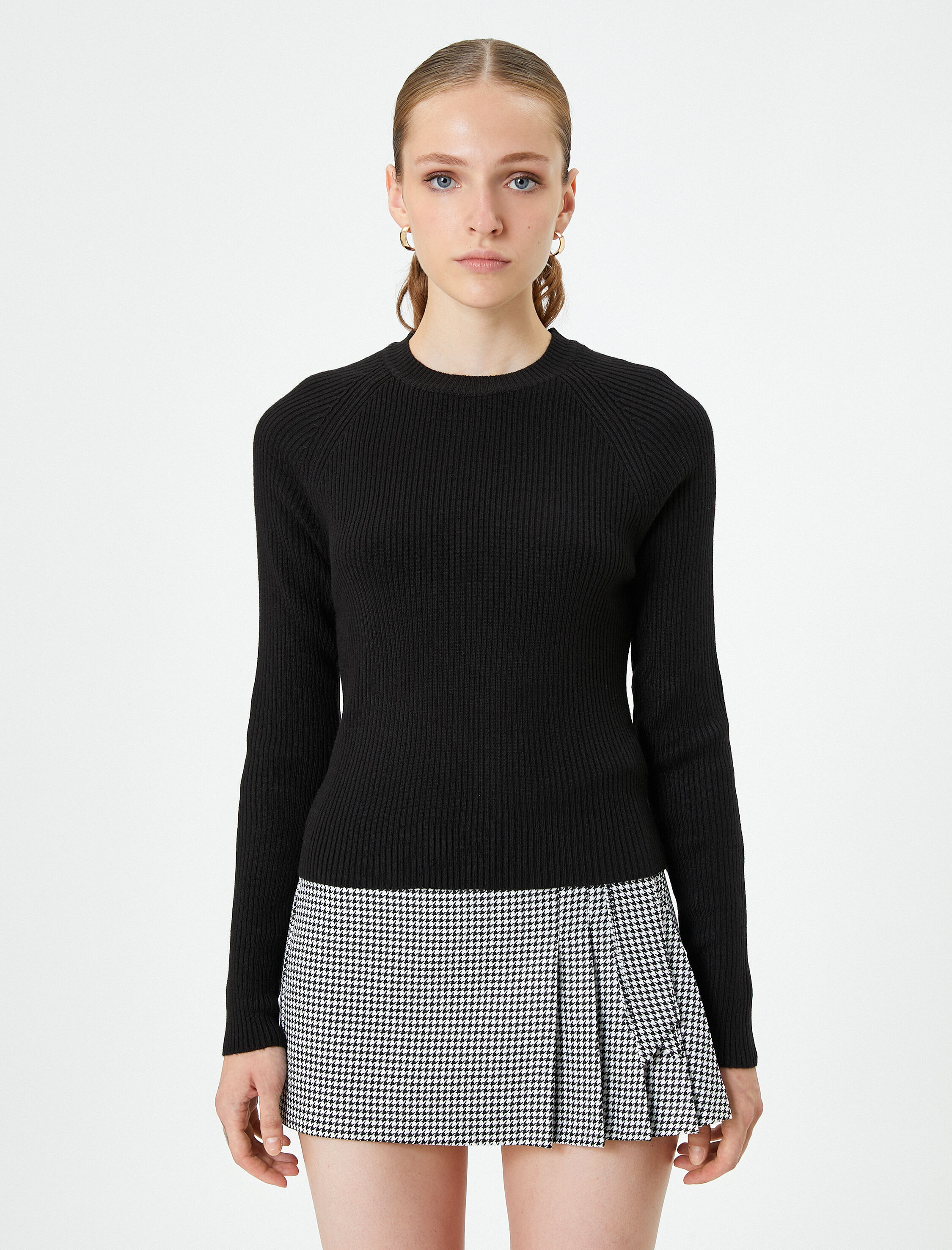   Triko Kazak Bisiklet Yaka Uzun Kollu Fitilli Kaşmir Dokulu