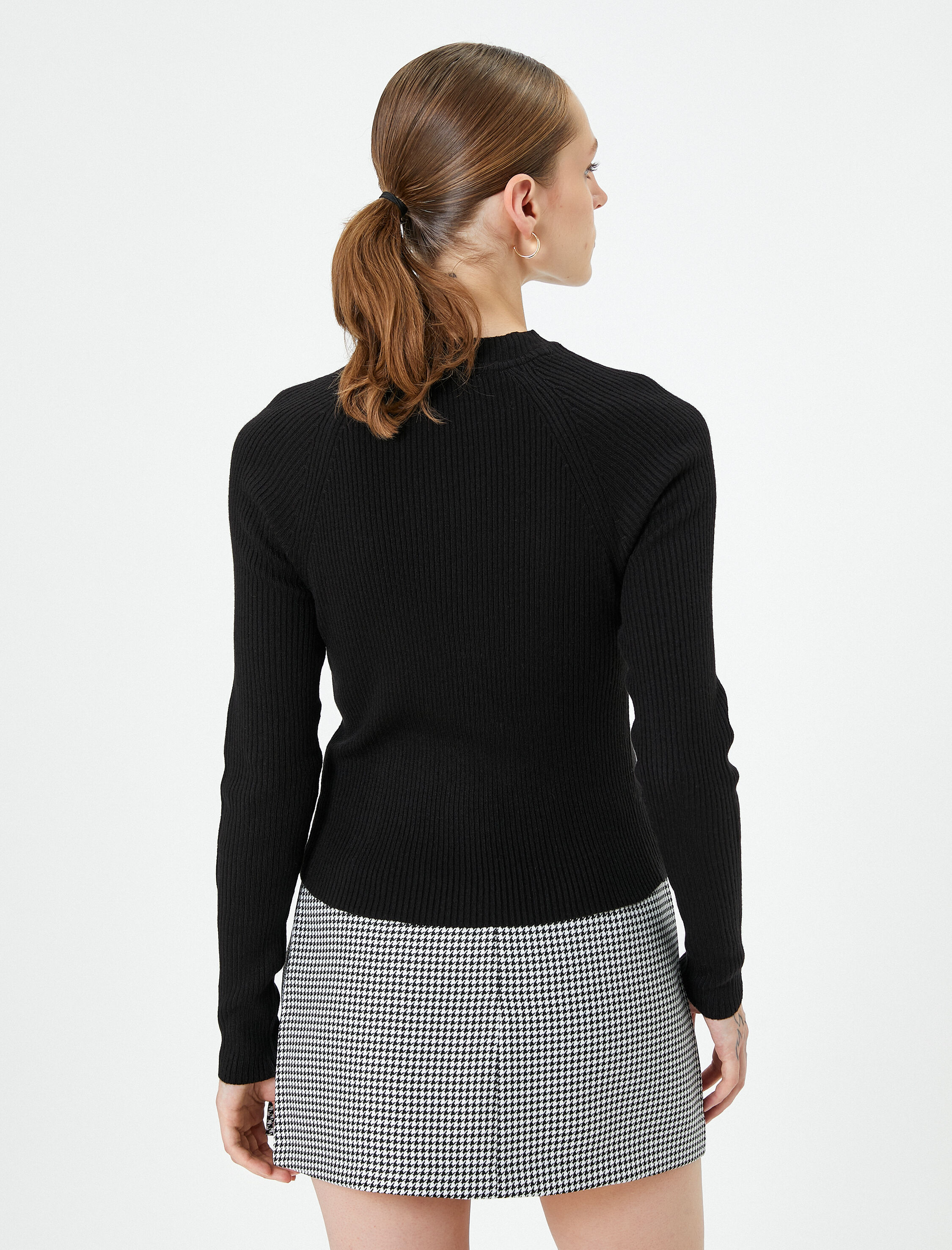   Triko Kazak Bisiklet Yaka Uzun Kollu Fitilli Kaşmir Dokulu