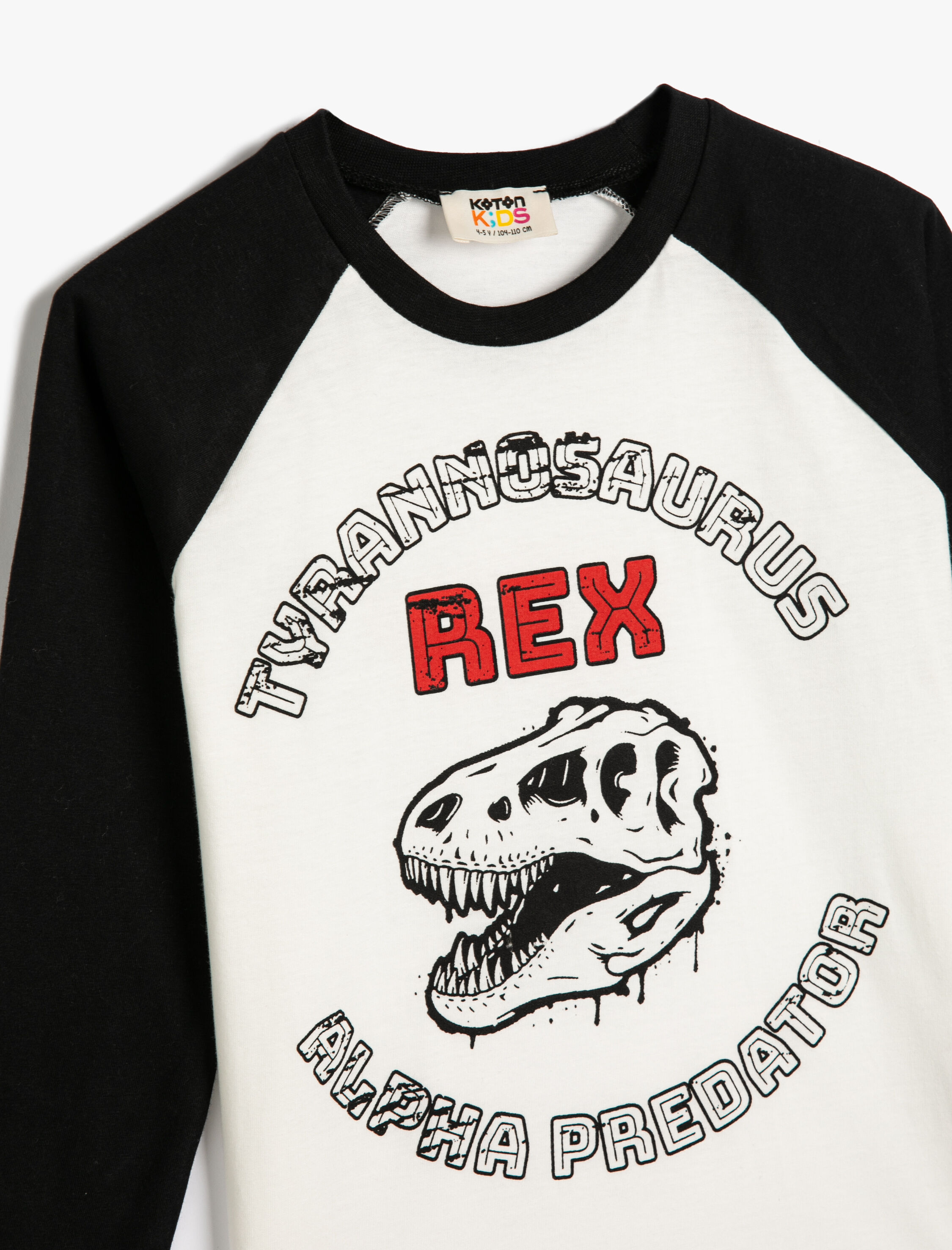  Erkek Çocuk Tişört Uzun Kollu Bisiklet Yaka Dinozor Baskılı Pamuklu
