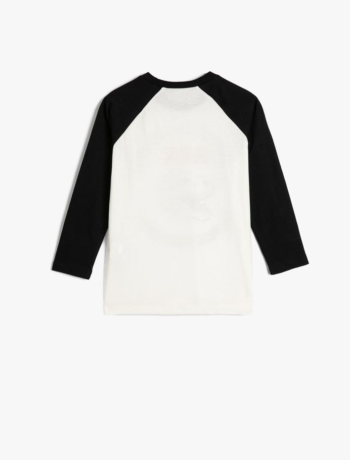 Erkek Çocuk Tişört Uzun Kollu Bisiklet Yaka Dinozor Baskılı Pamuklu